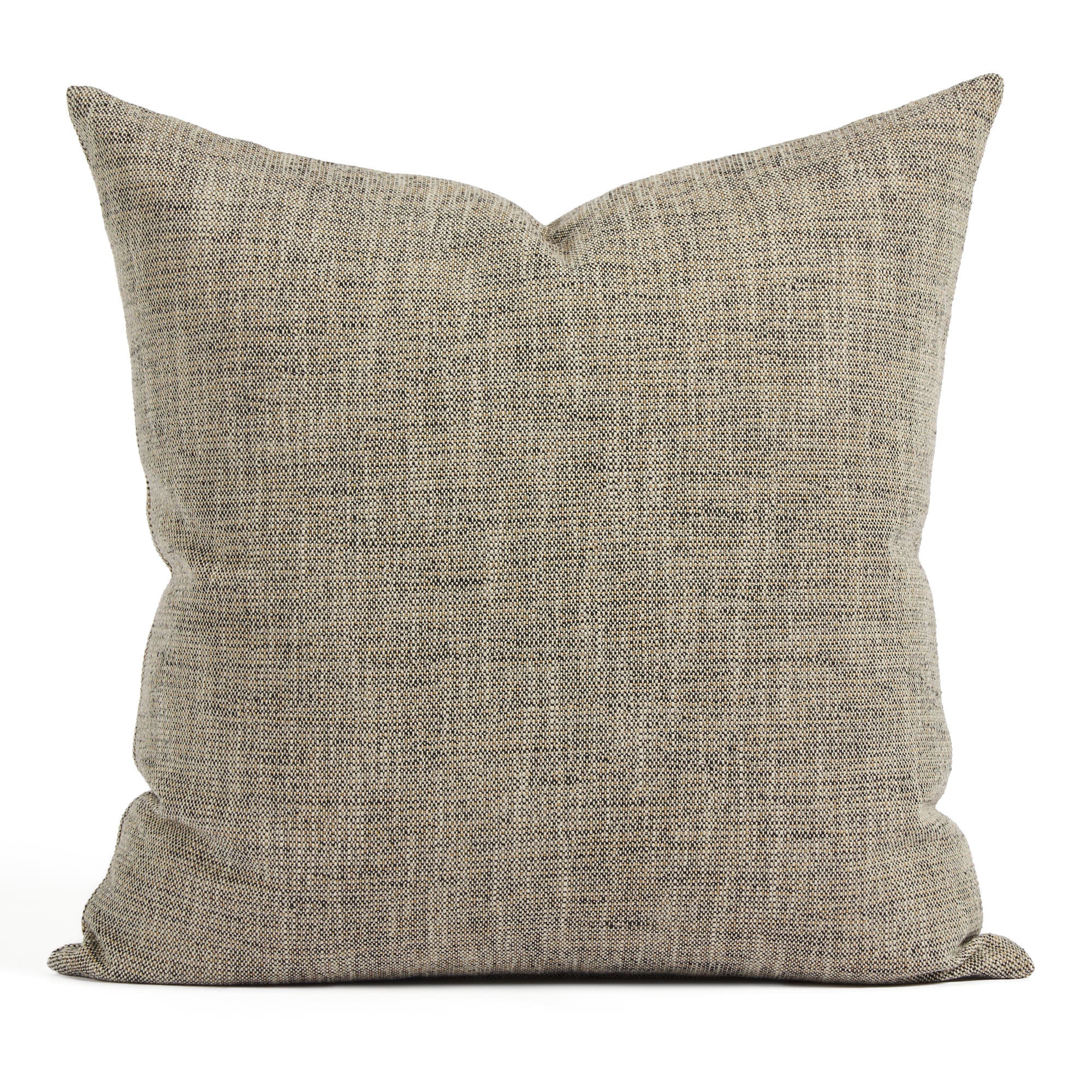 Tonic Living Troy 22x22 outdoor pillow in Sable, a neutral black, brown, and beige indoor/outdoor throw pillow.