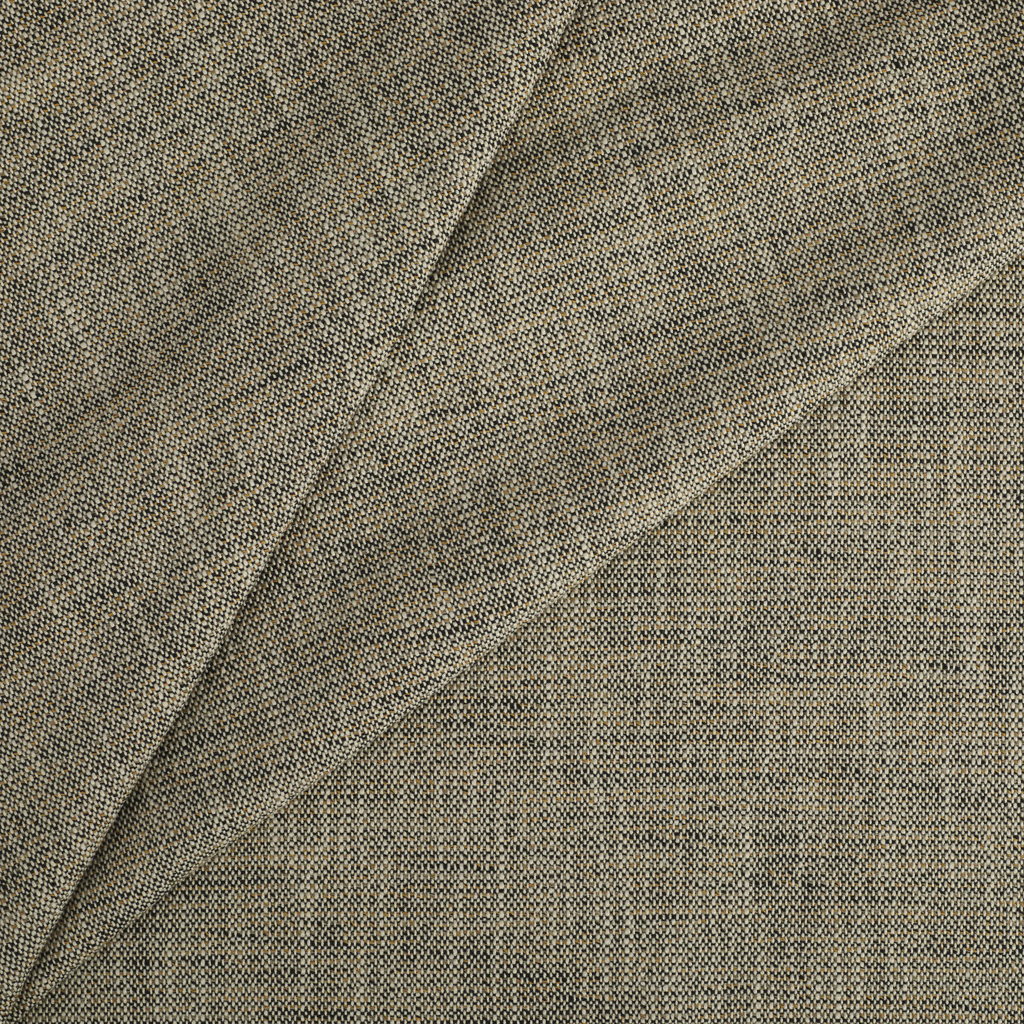 Tonic Living Troy InsideOut Sable indoor/outdoor upholstery fabric with a textured neutral blend of black, brown, and beige.