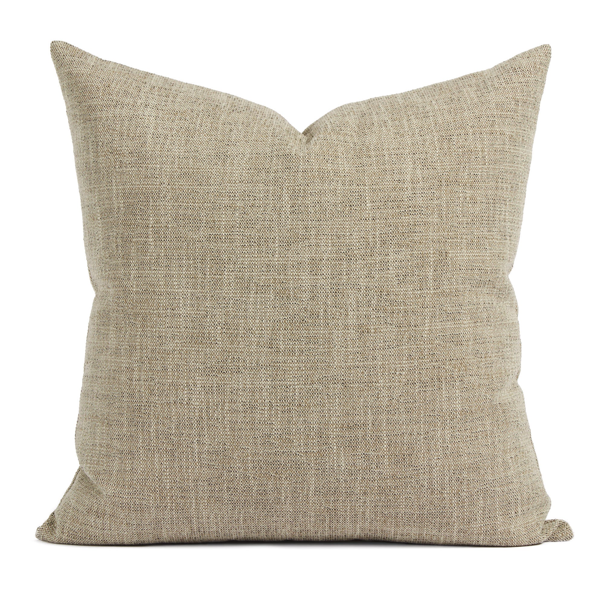 Tonic Living Troy 22x22 outdoor pillow in Tweed, a beige and brown textured indoor/outdoor throw pillow.
