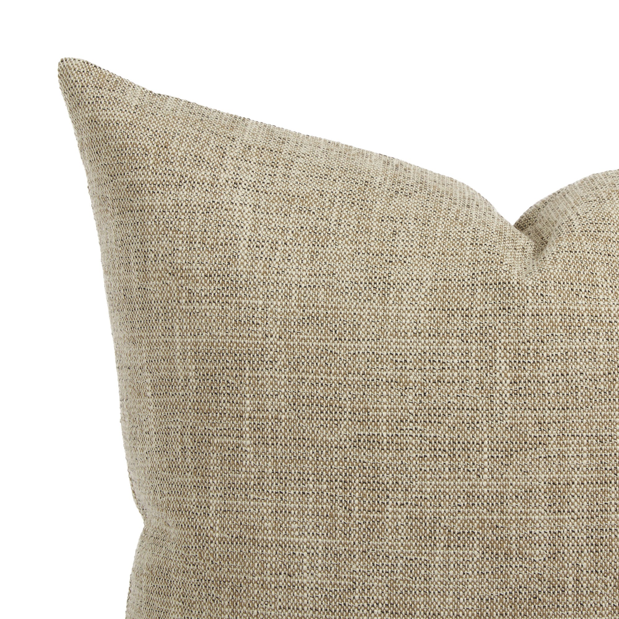 Close up of Tonic Living Troy outdoor cushion showing a multi-tone beige and brown woven texture.