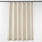 Full-length Tonic Living Tuscany Linen Shower Curtain in Oatmeal Slub, featuring a warm oatmeal greige colour and natural linen texture.
