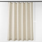 Tonic Living Tuscany Linen Shower Curtain in Oatmeal Slub shown full length at 74 inches, featuring warm greige linen with natural texture.