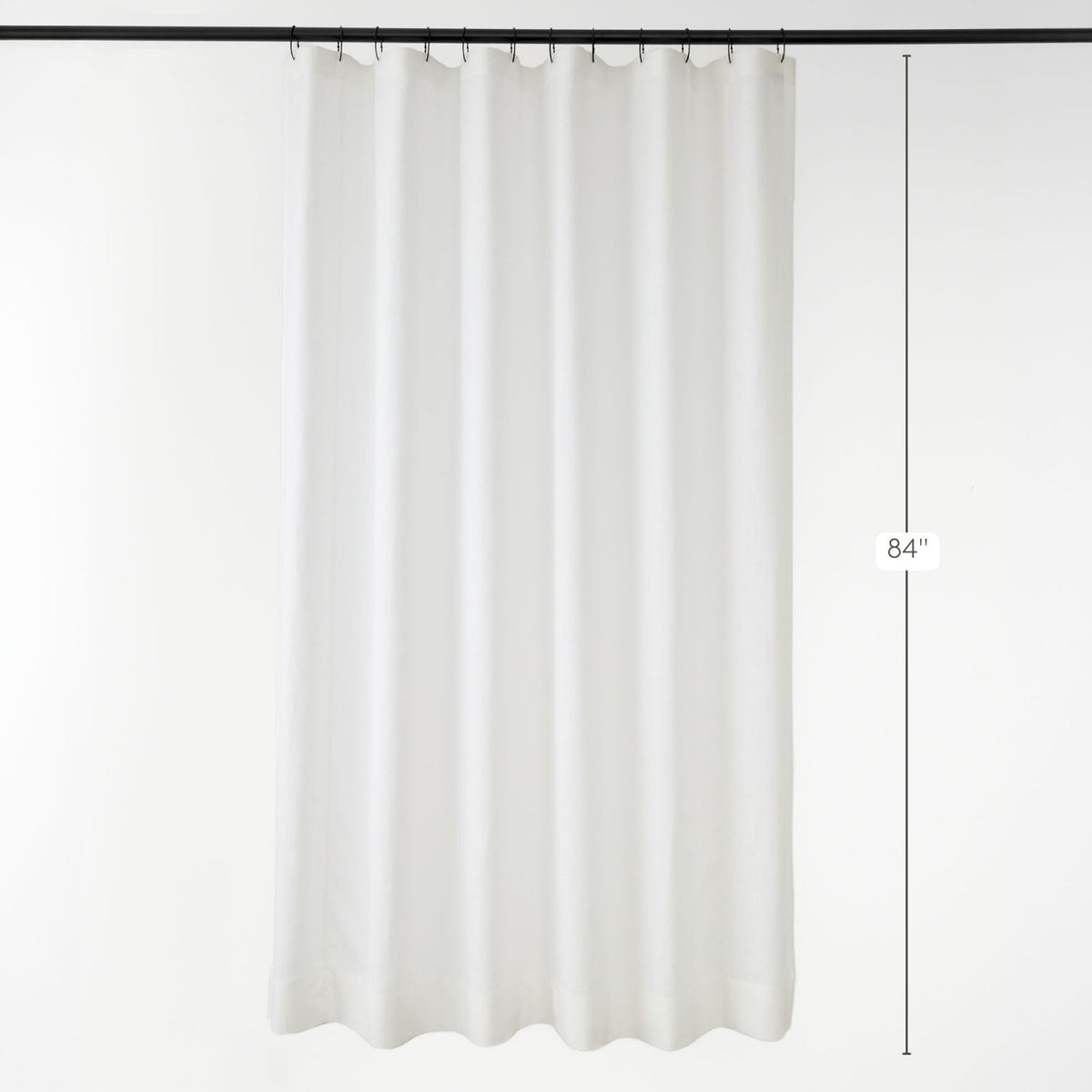 Tonic Living Tuscany Linen Shower Curtain in Oyster shown full length at 84 inches, featuring creamy ivory linen with natural texture.