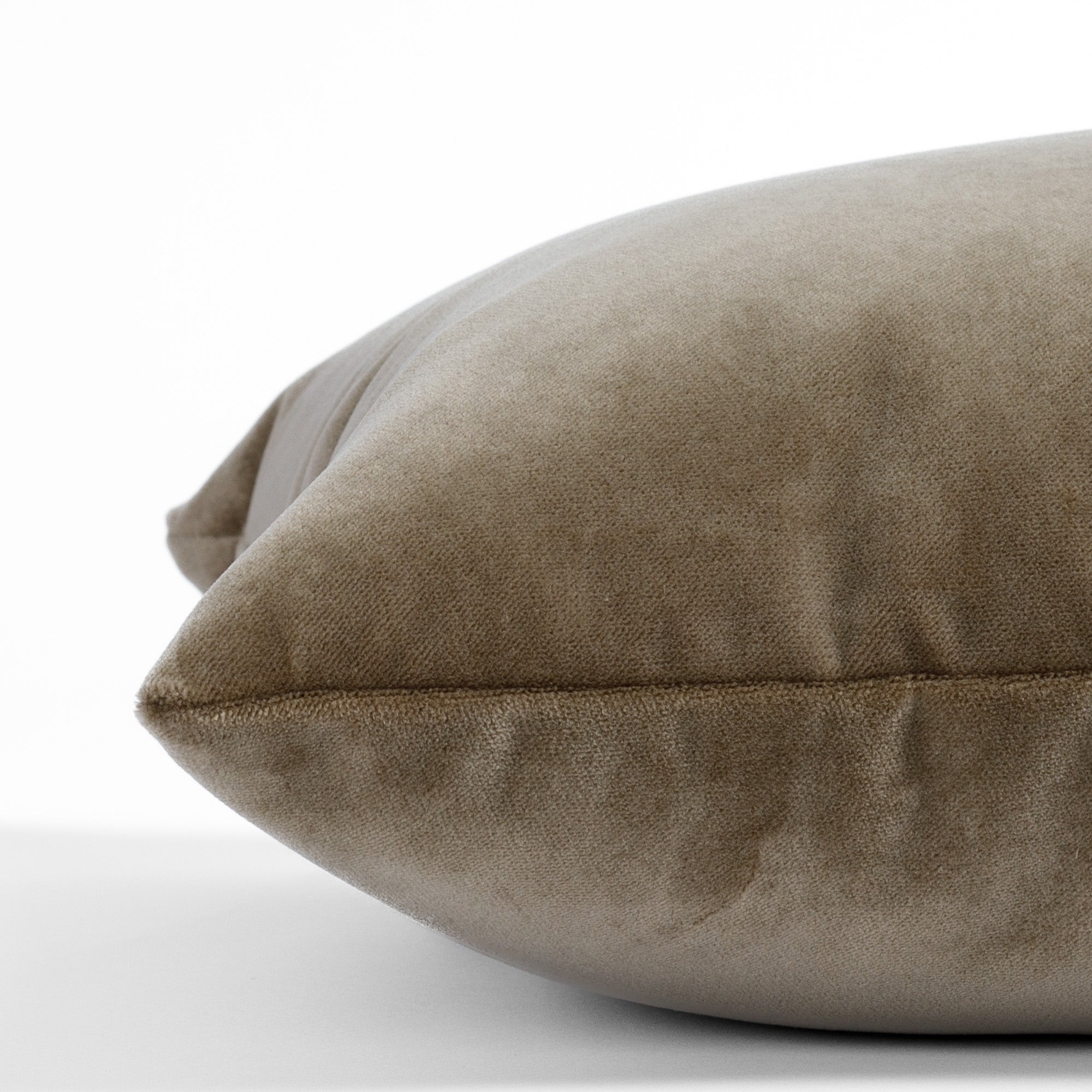 a brown velvet extra large lumbar throw pillow : close up side view