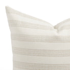 Close up of Tonic Living Vera Stripe outdoor cushion showing tone-on-tone textured stripe detail in soft white.