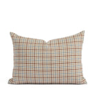 Vesper Plaid 14x20 houndstooth lumbar pillow in beige, blue, and rust by Tonic Living.