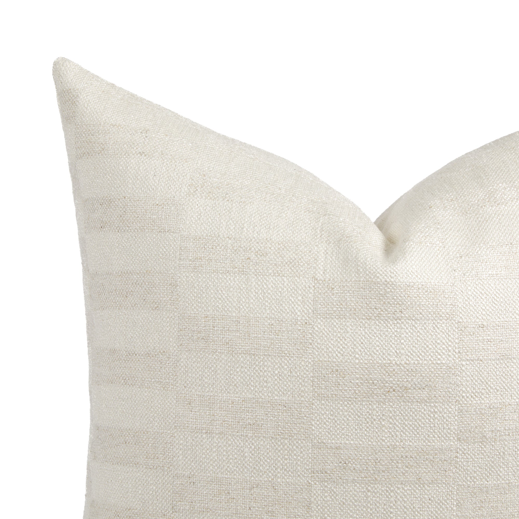 Close up of a Tonic Living Webster Buff pillow showing cream and greige checkerboard fabric detail.