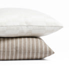 Modern neutral stripes and check patterned throw pillows: Webster Check and Conway Stripe Bark throw pillows
