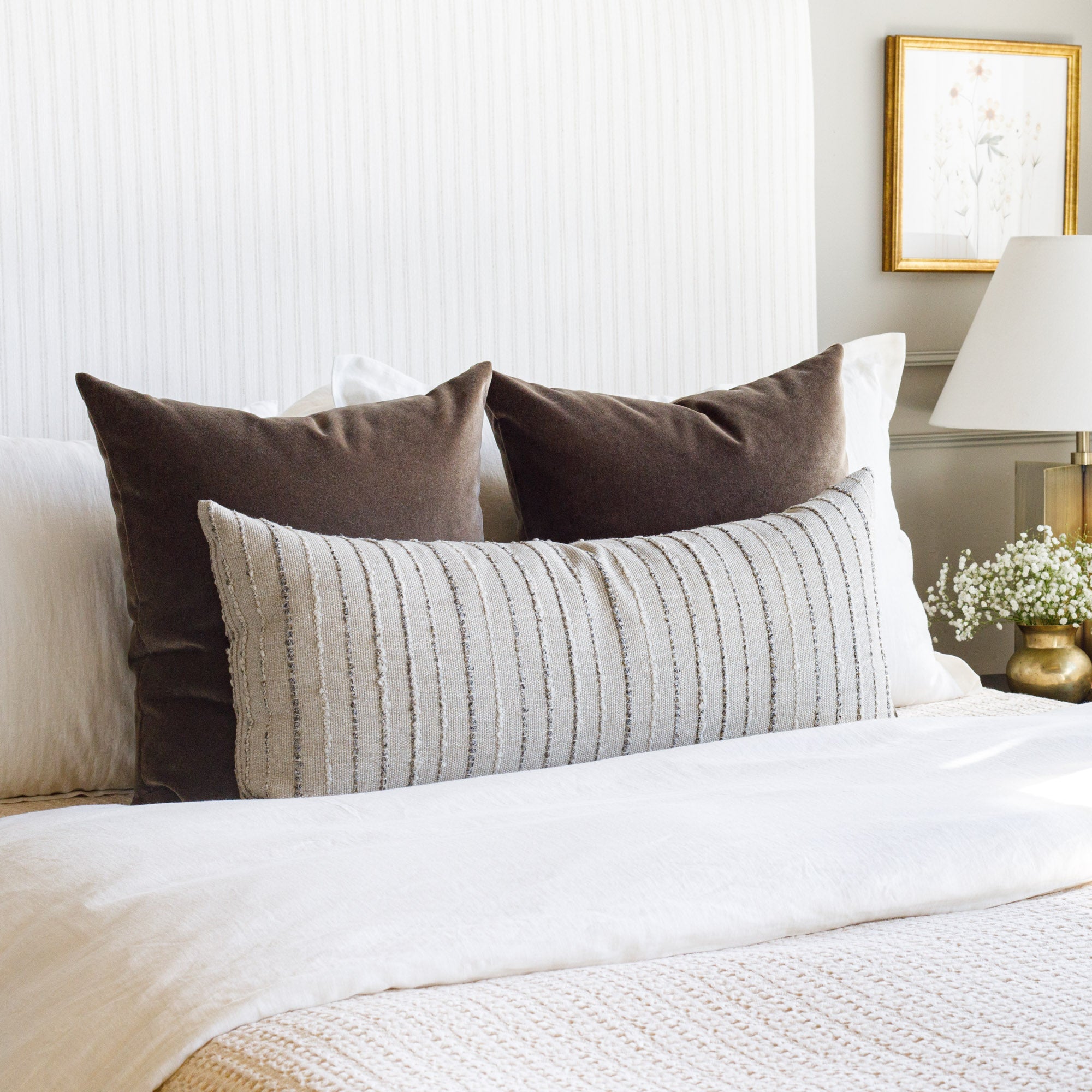Wren Stripe 15x32 XL Lumbar Pillow Cobblestone With Insert