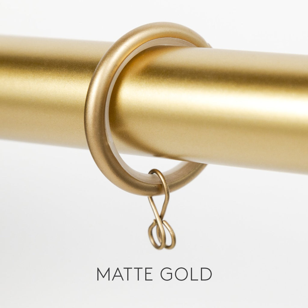 Drapery and curtain rings from Tonic Living, matte gold