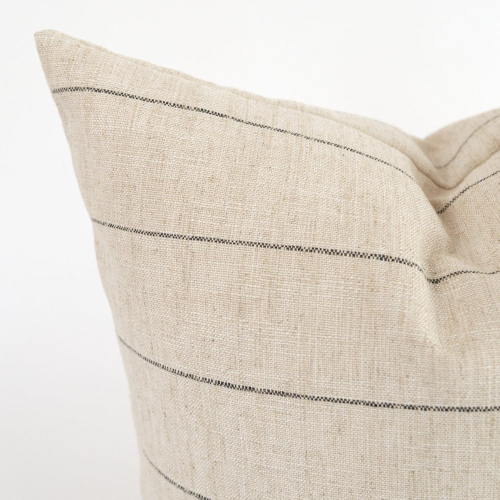 Dunrobin Stripe Pillow, Burlap, a cream with black stripe pillow from Tonic Living