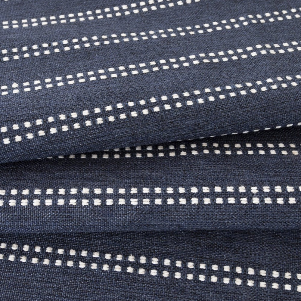 Elodie Stripe, Indigo, dark blue with ivory stripe high performance fabric from Tonic Living