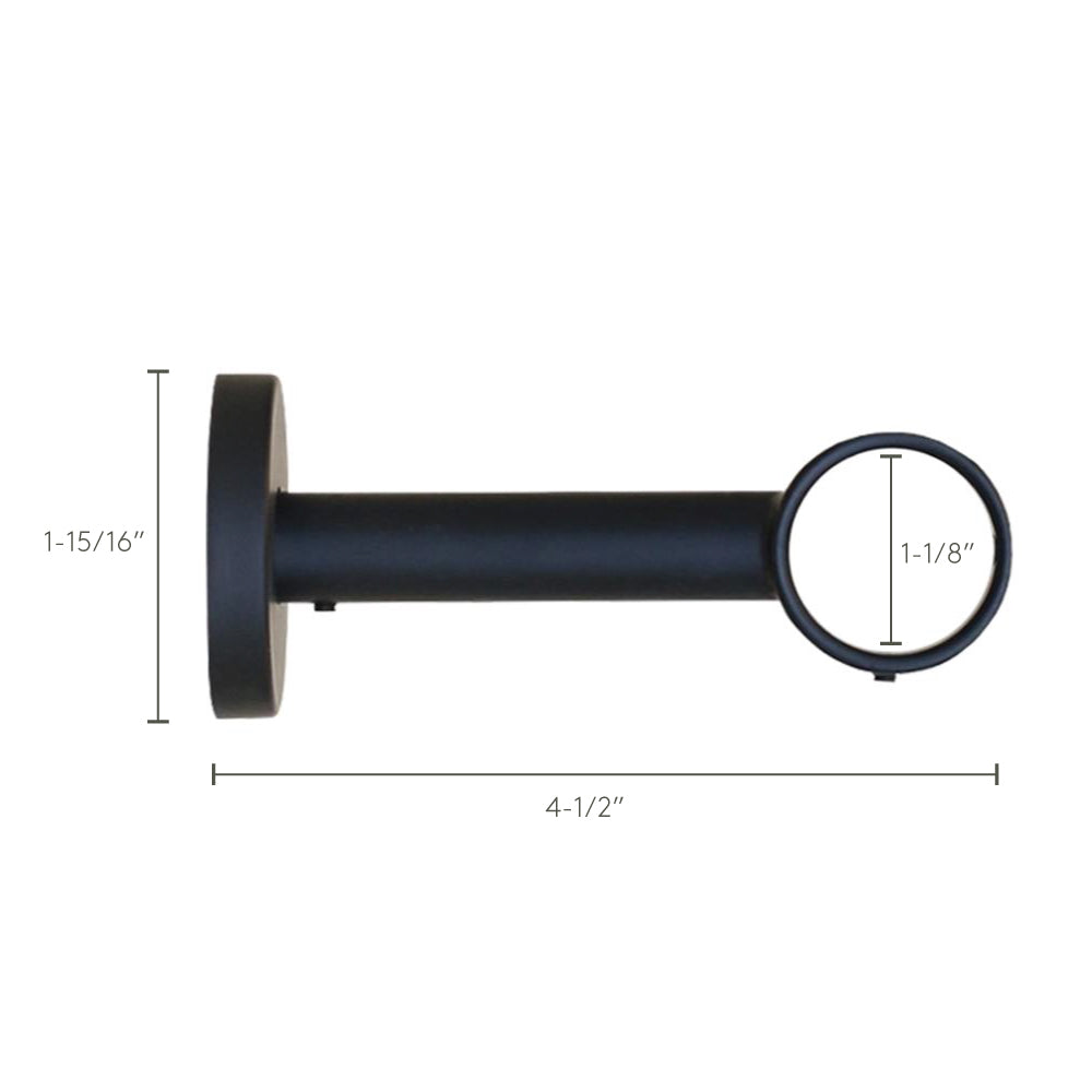 Fully enclosed black wall bracket drapery hardware from Tonic Living