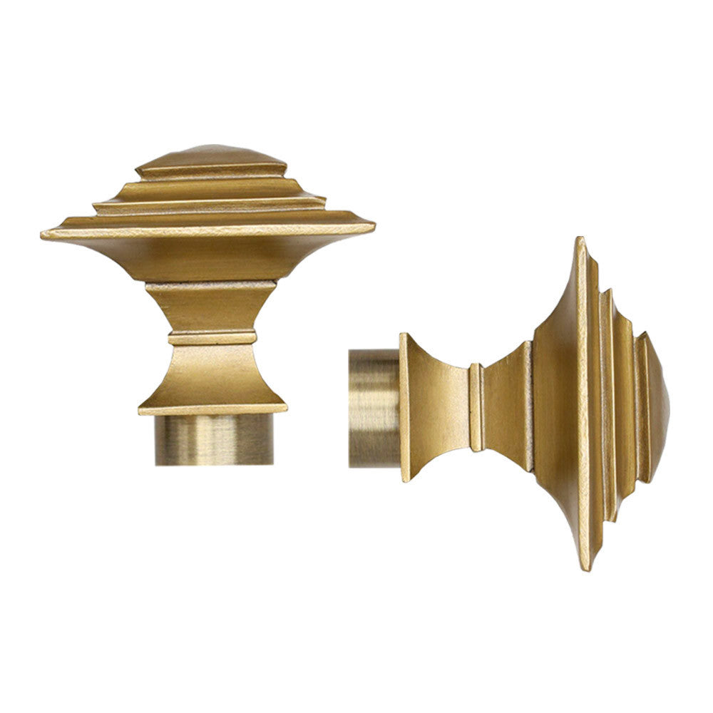 Matte gold classic finial drapery hardware from Tonic Living