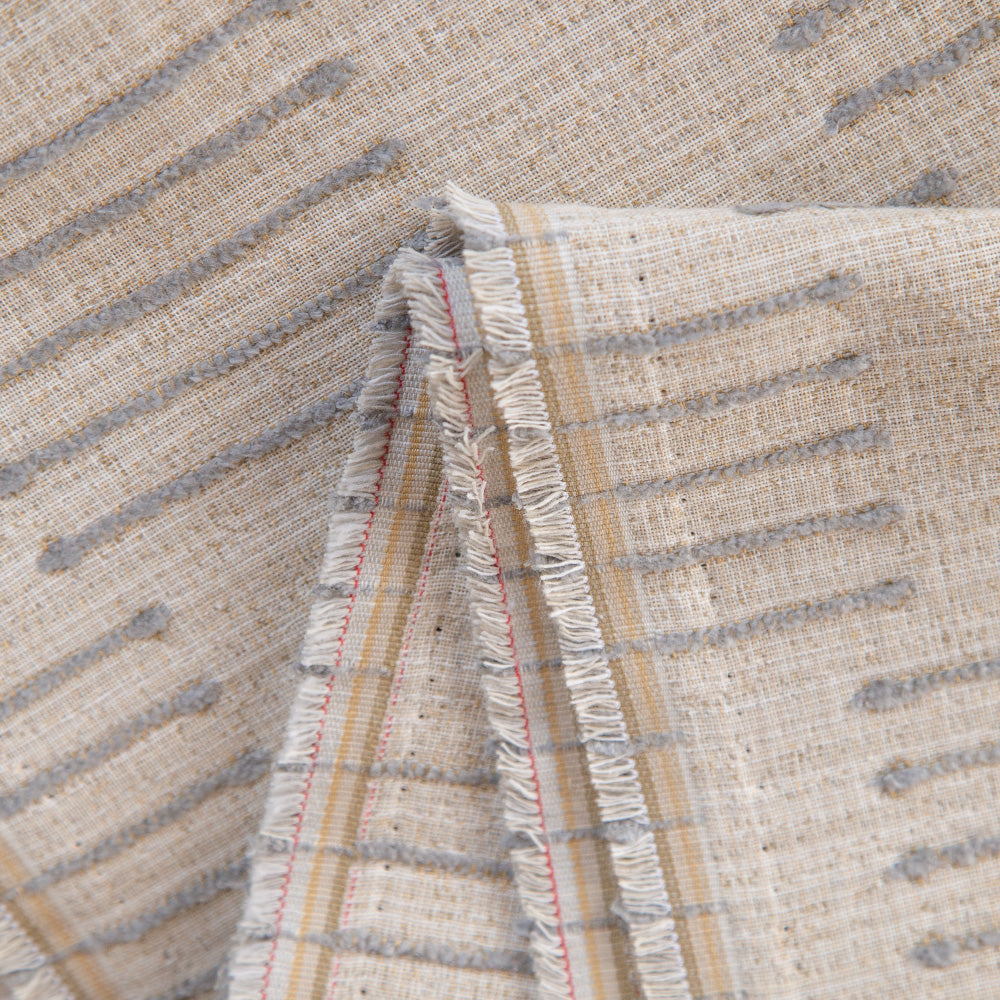 Harlow Desert Sand, a beige and grey graphic upholstery fabric from Tonic Living