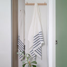 Waffle towel with washed navy stripe, Tonic Living