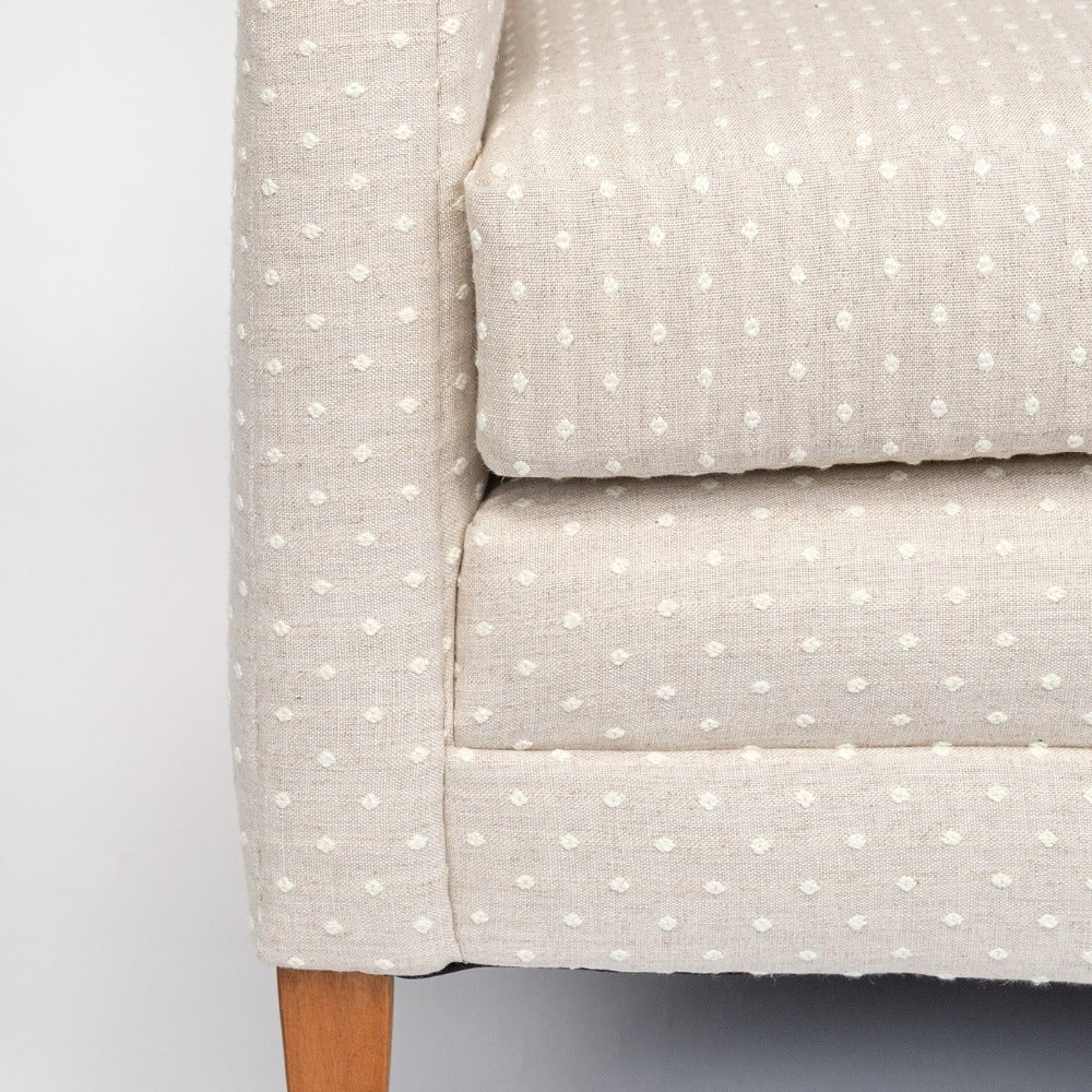 Mila Dot, Flax white and beige linen blend polka dot sofa from Tonic Living