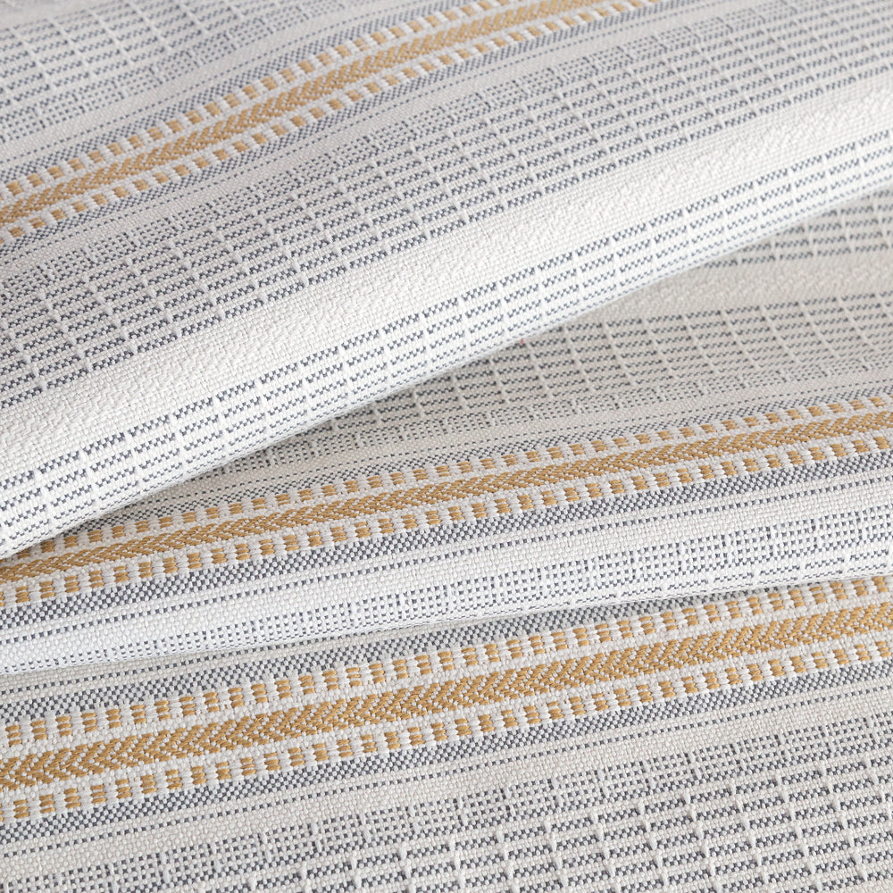 Rhodes, a cream, blue and yellow stripe outdoor fabric from Tonic Living