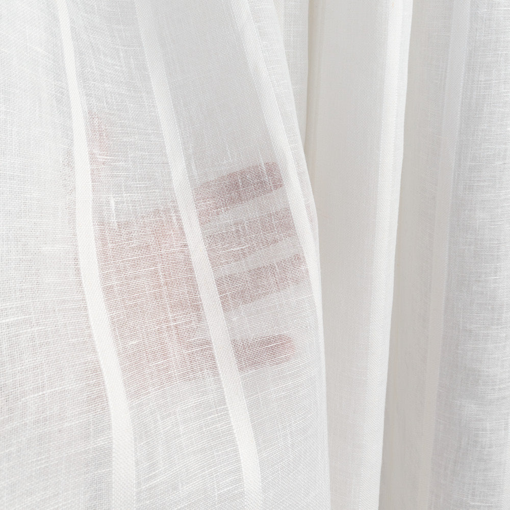 Ribbon Stripe Sheer Fabric, White