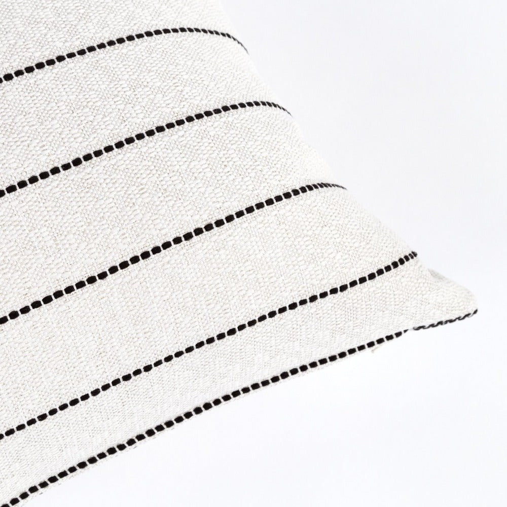 Toulouse, Onyx, black and white dotted stripe pillow, Tonic Living Bestseller