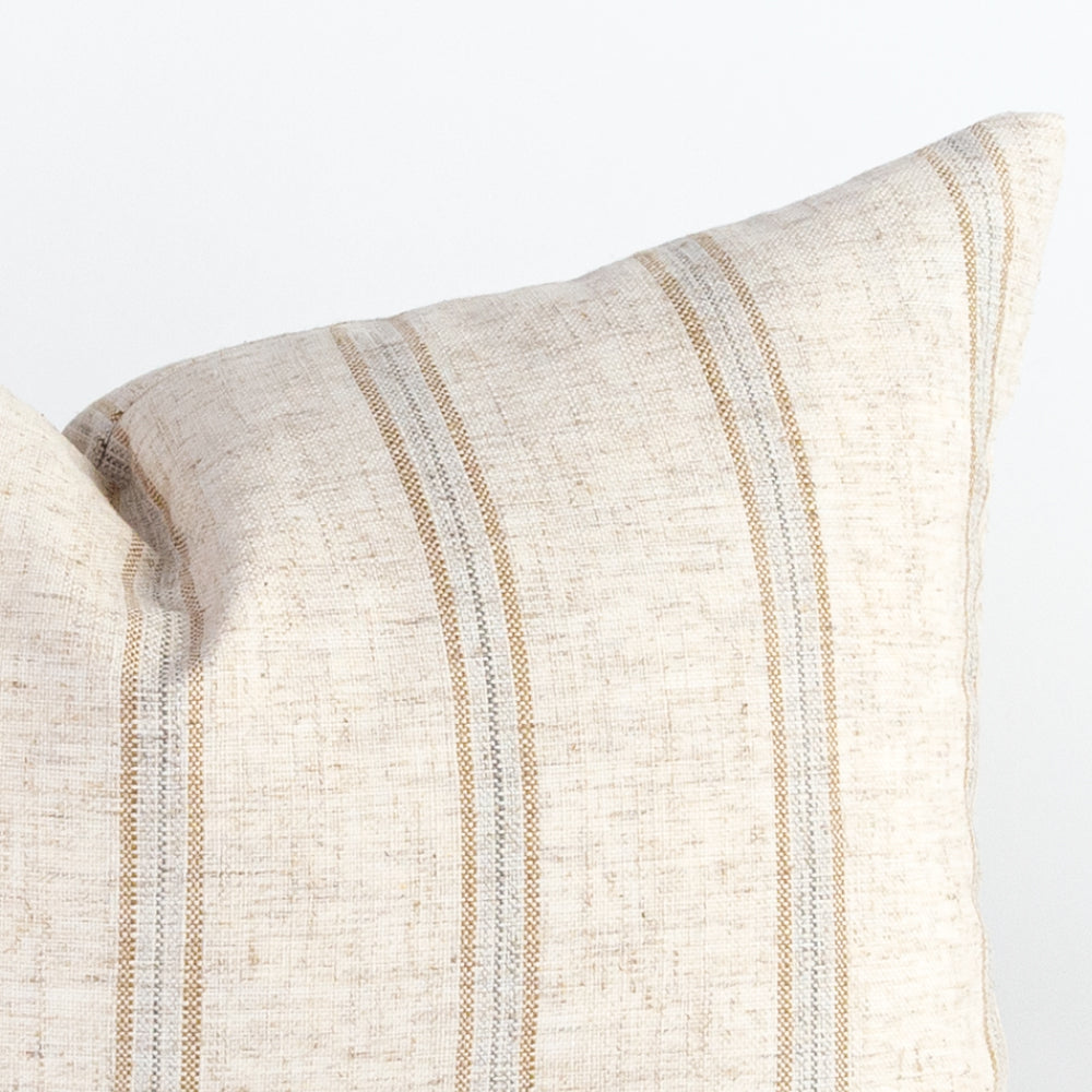  beige grey stripe lumbar pillow detail