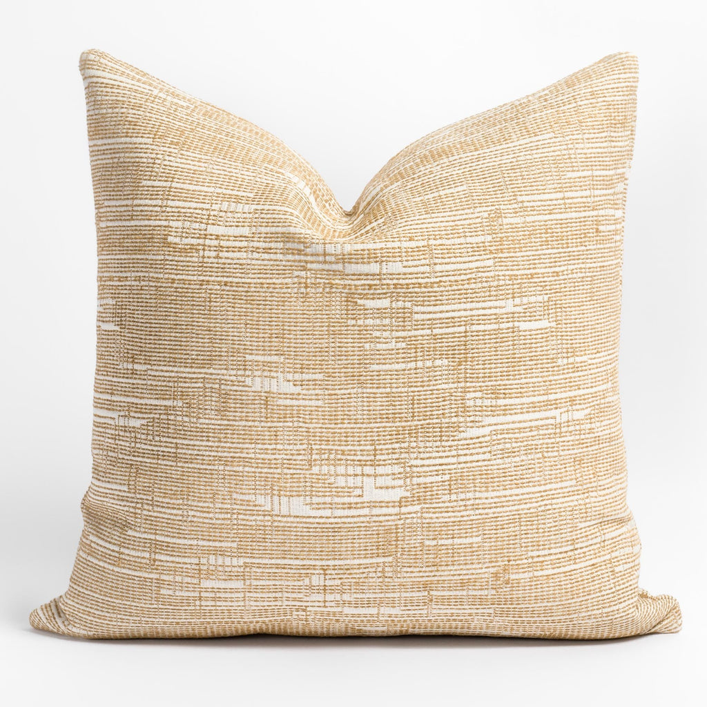 Alder Sisal Pillow, a mustard yellow and cream abstract stitched pattern pillow from Tonic Living