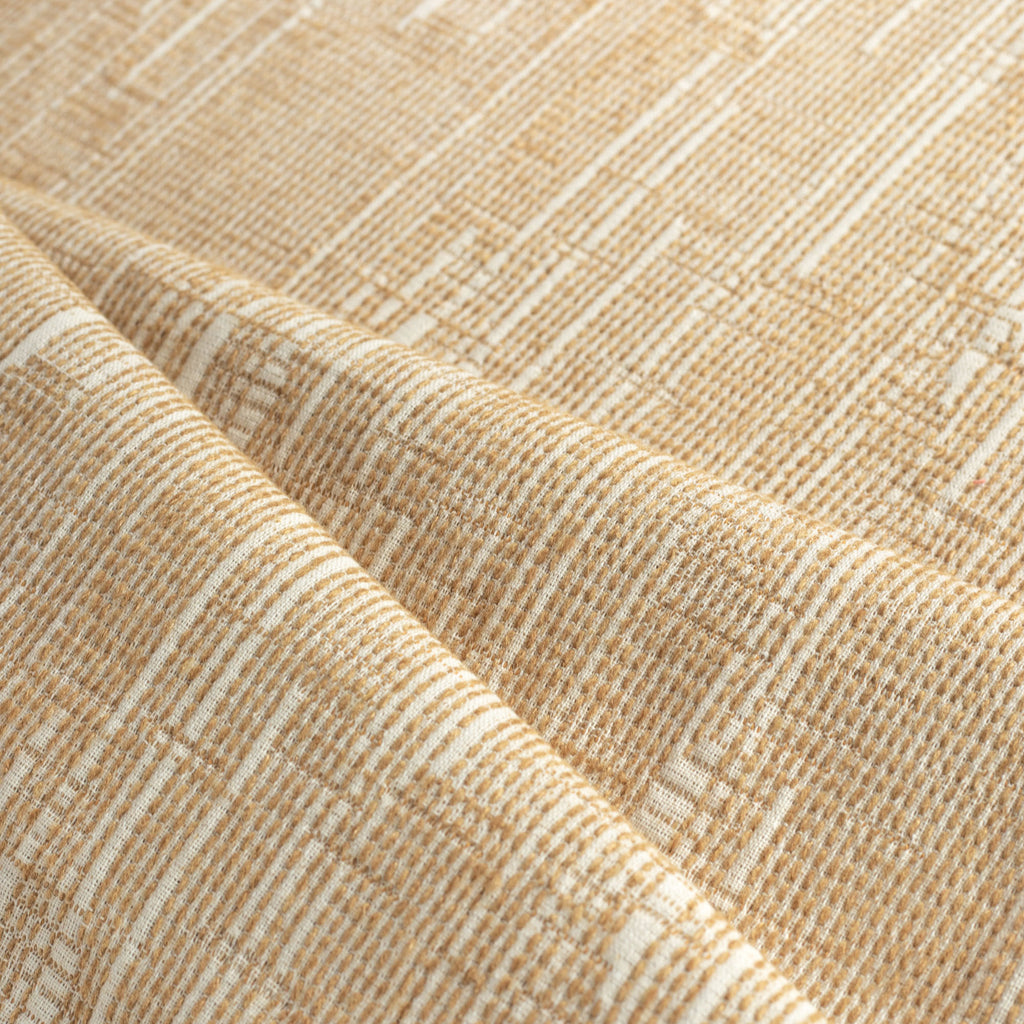Alder Sisal, a cream fabric with an ochre woven abstract stitched pattern upholstery fabric : view 2