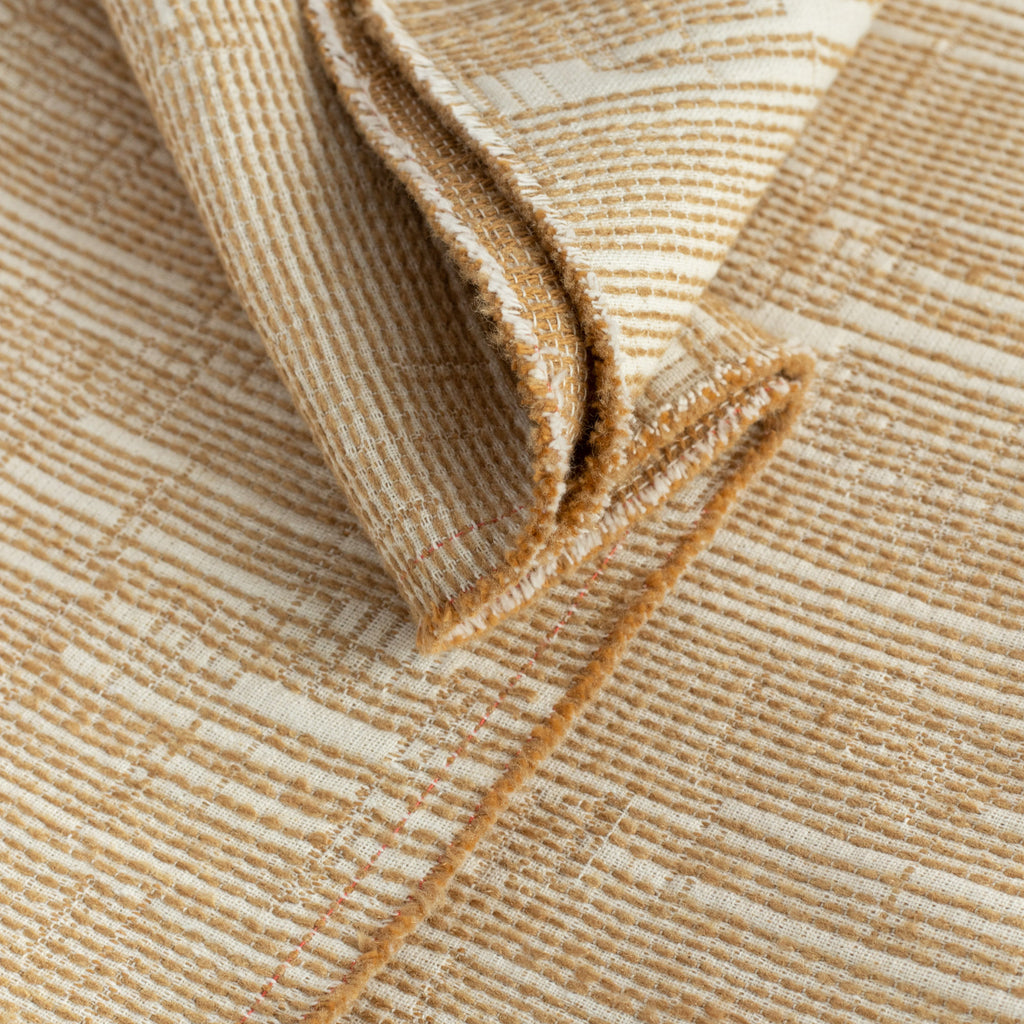 Alder Sisal, a cream fabric with an ochre woven abstract stitched pattern upholstery fabric : view 3