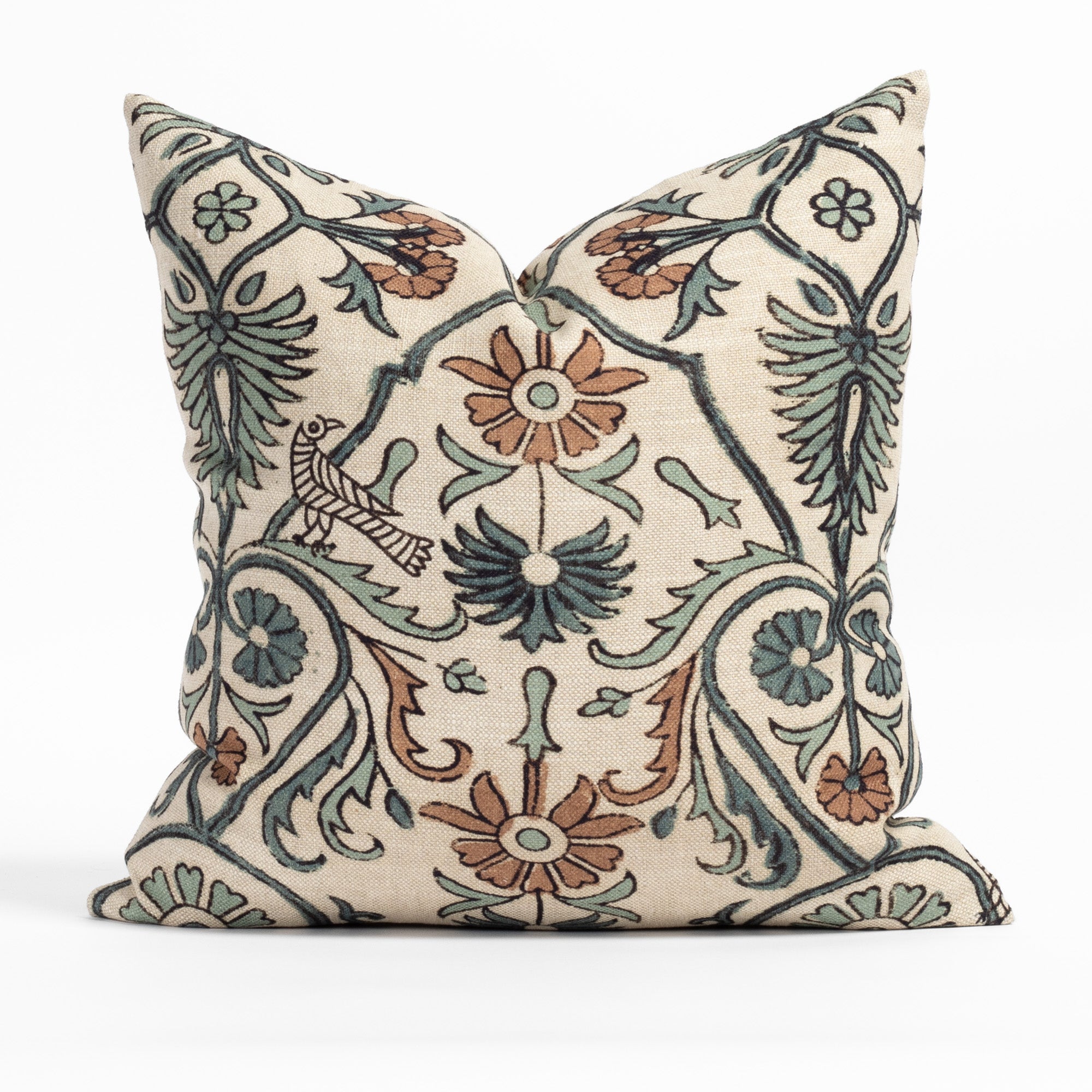 Amara 20x20 Pillow Pool, an earthy floral block print throw pillow from Tonic Living