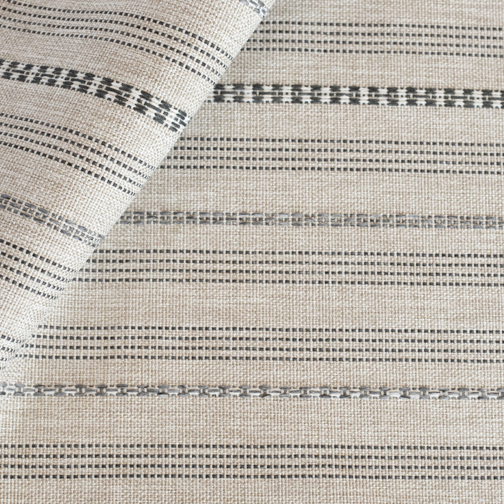 Anya stripe oatmeal cream and grey striped performance upholstery fabric : view 2