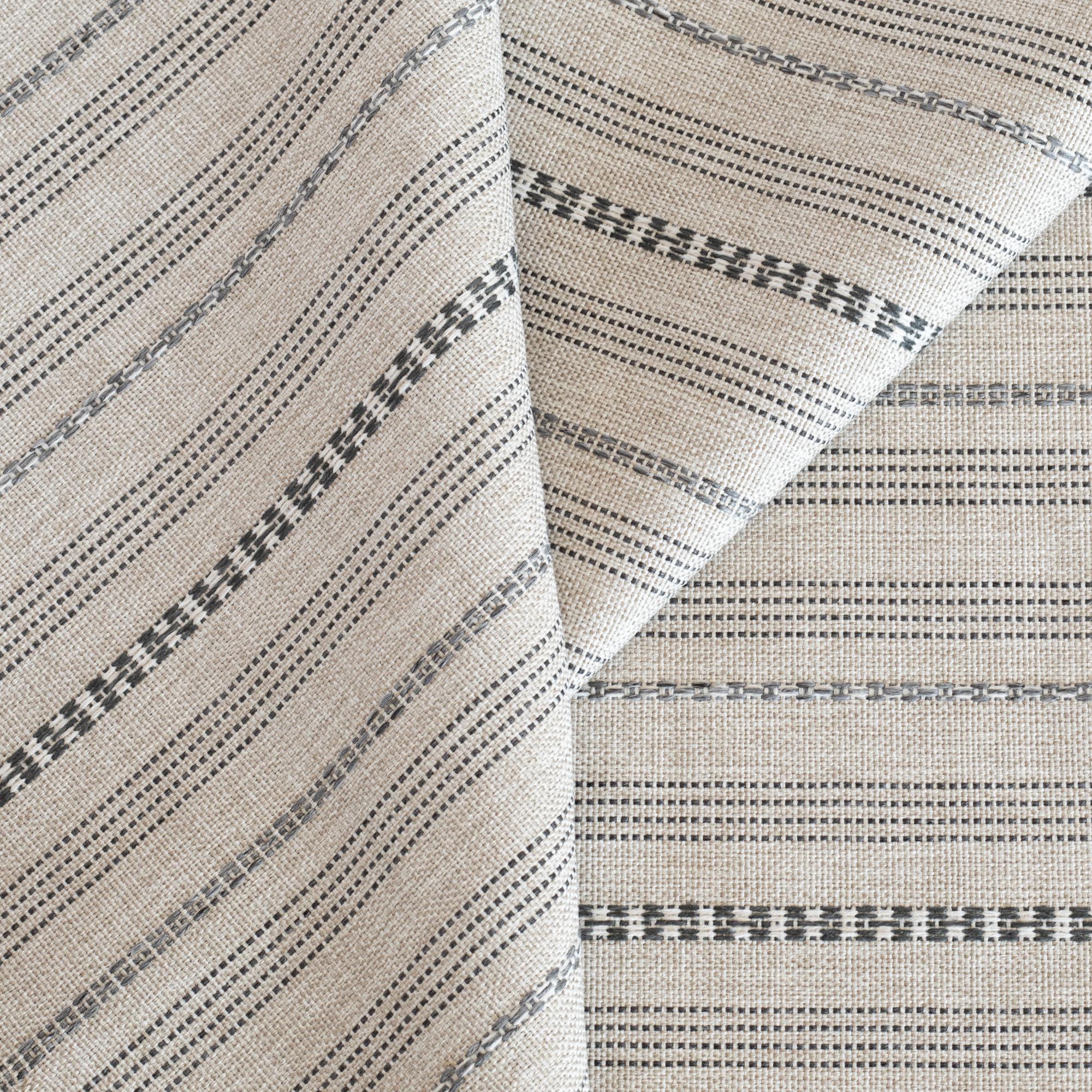 Anya stripe oatmeal cream and grey striped performance upholstery fabric : view 6