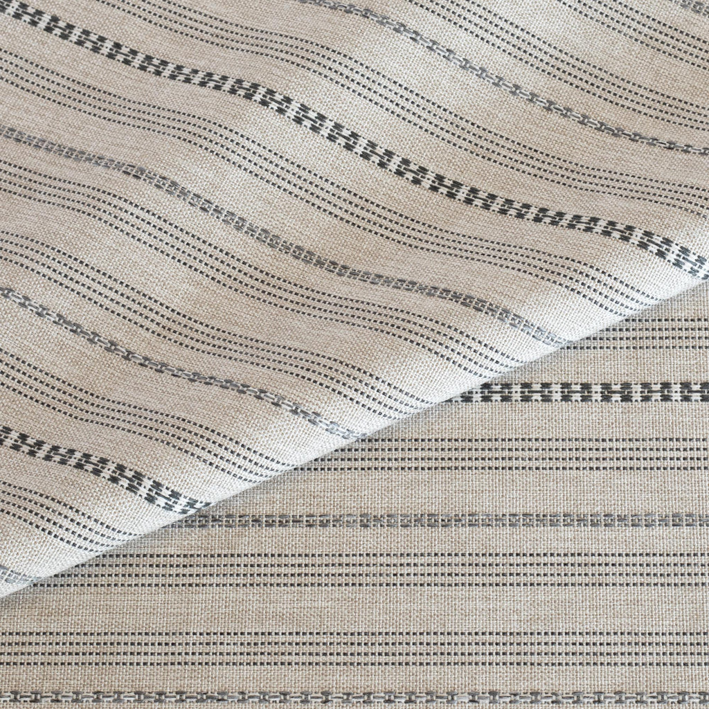 Anya stripe oatmeal cream and grey striped performance upholstery fabric : view 5