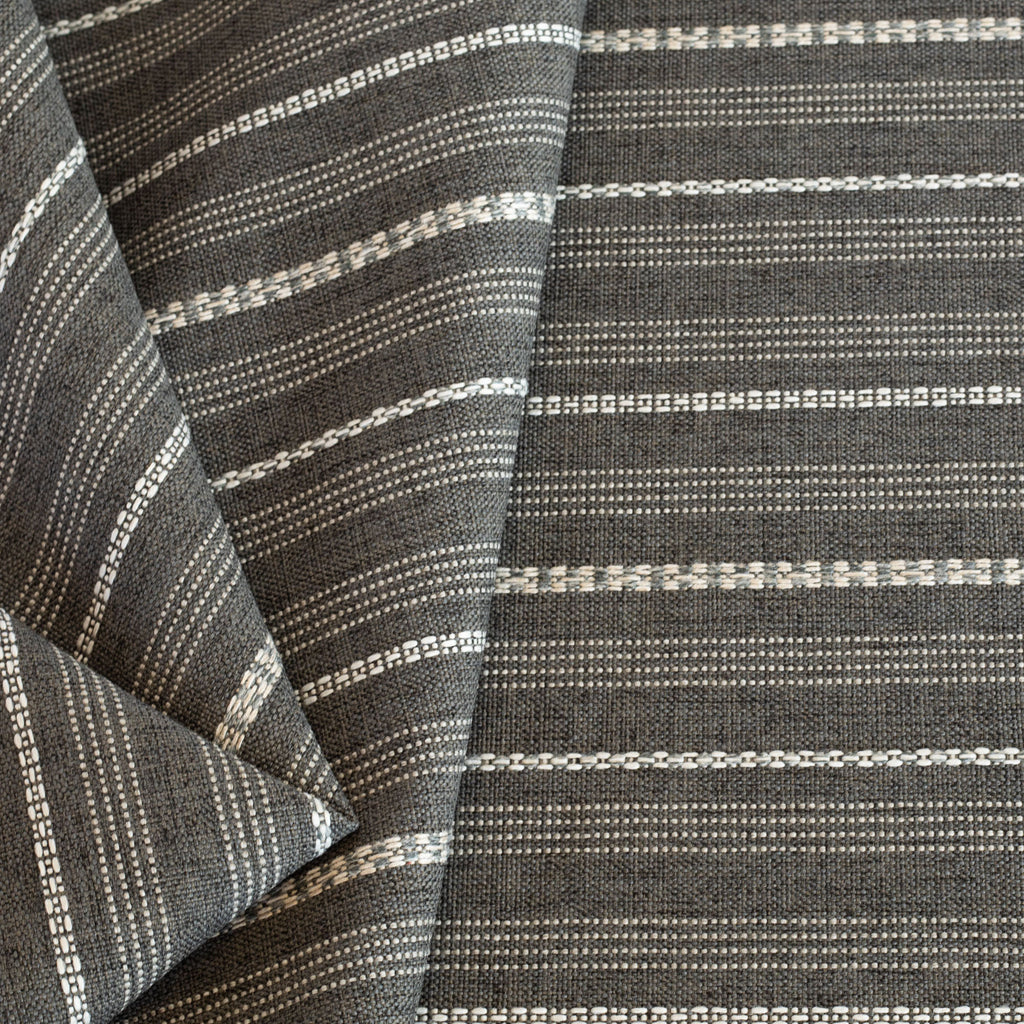 Anya stripe faded black and cream striped performance upholstery fabric : view 4