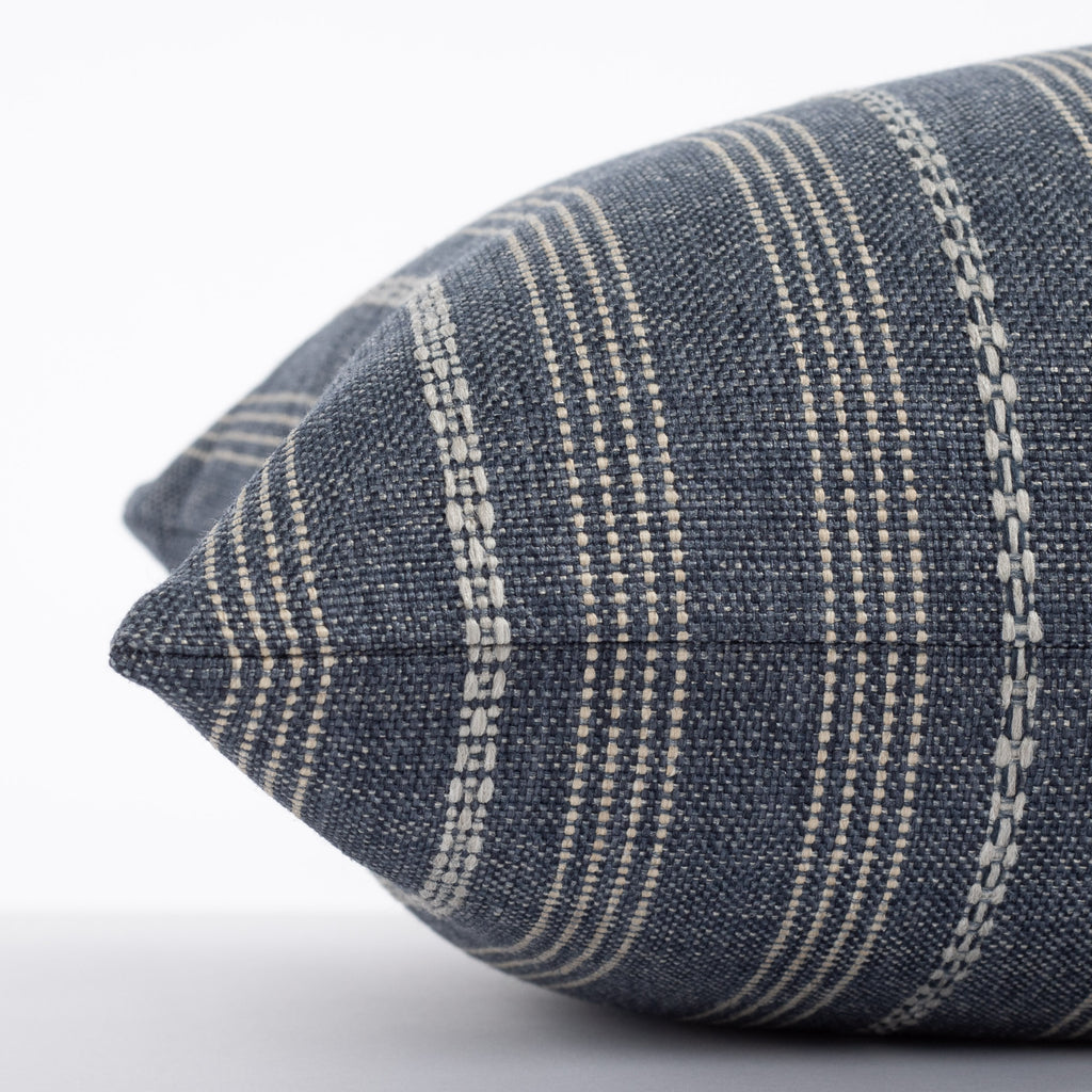 Anya Denim blue and cream vertical striped bolster bed pillow : view 3
