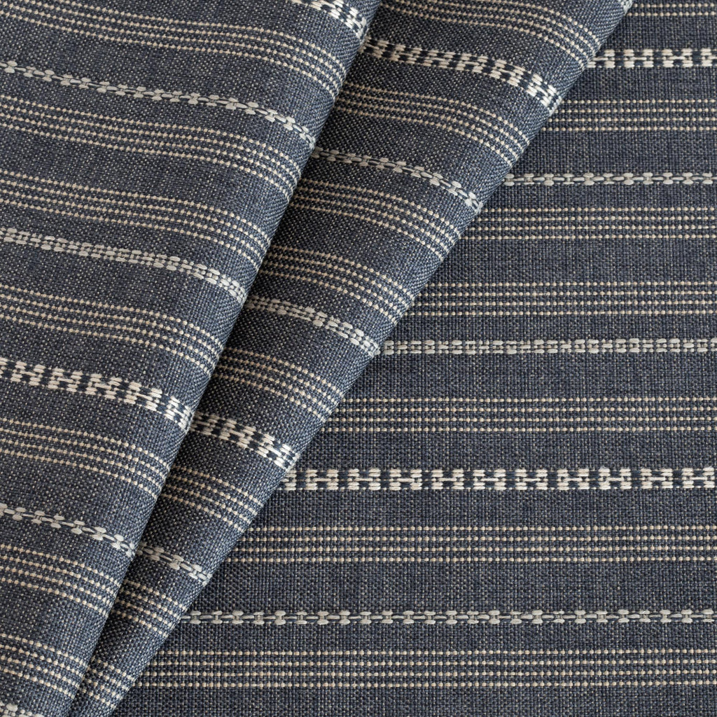 Anya Denim Blue and cream striped performance upholstery fabric from Tonic Living