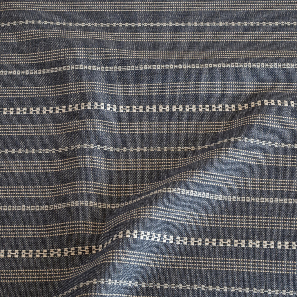 Anya Denim Blue and cream striped performance upholstery fabric : view 5