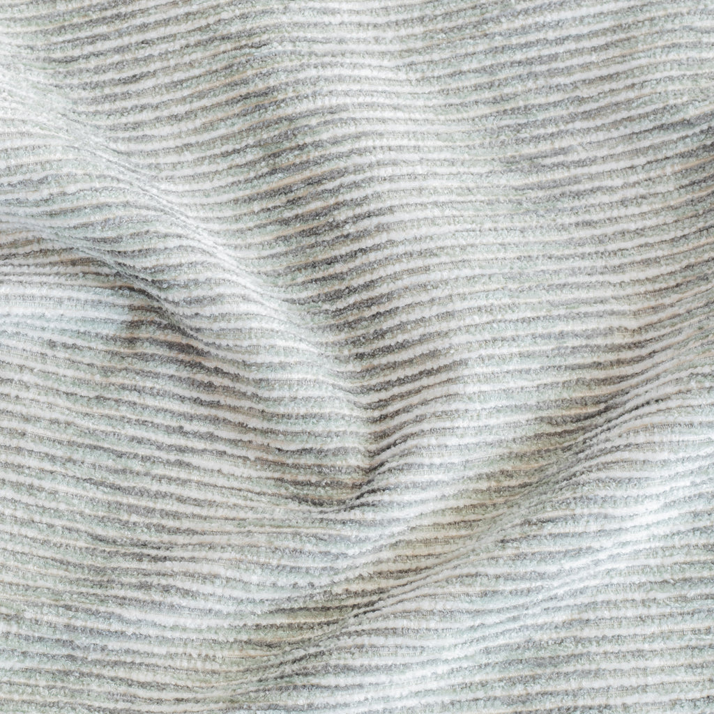 a light blue grey and cream chenille stripe designer fabric