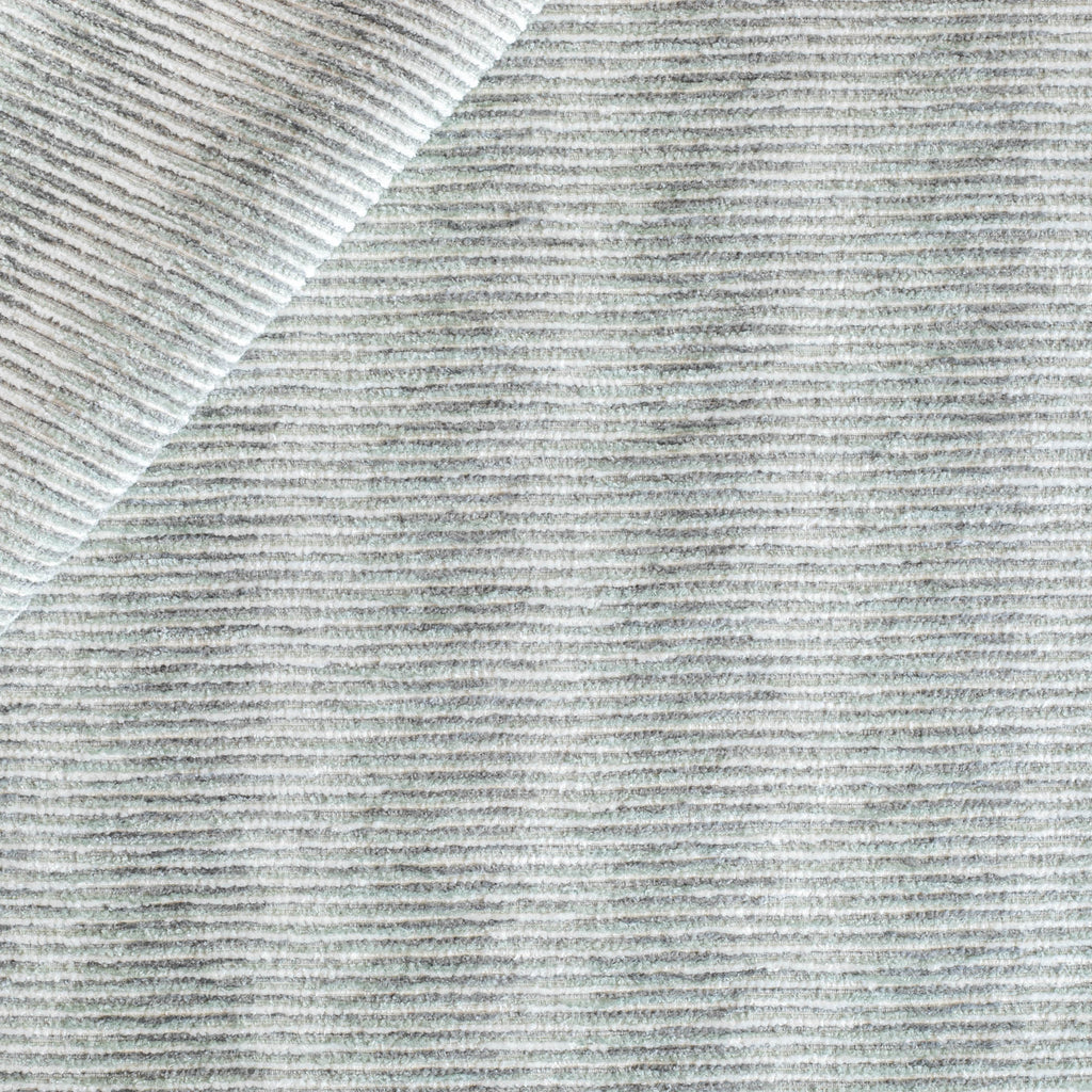 Arden Celadon, a watery blue, grey and cream, multi-use chenille stripe fabric from Tonic Living