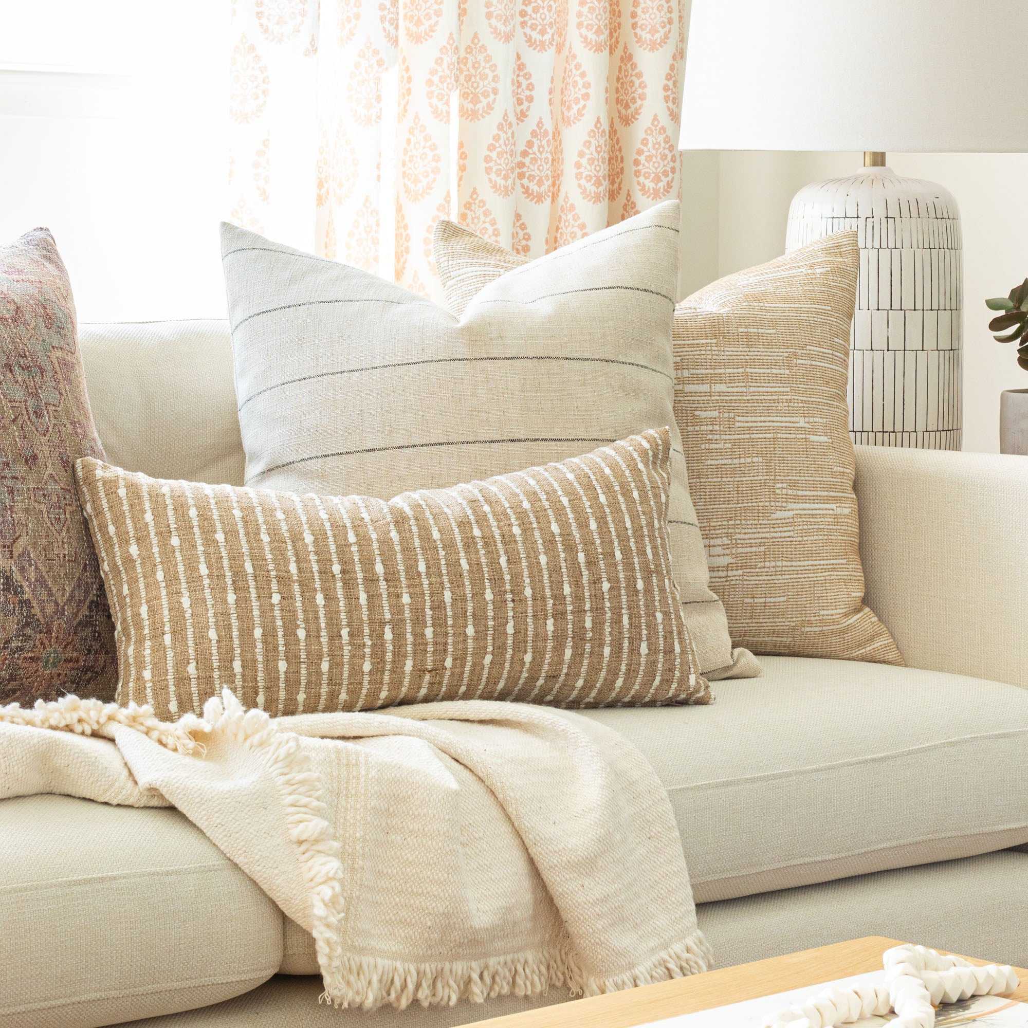 Arren Stripe 12x24 Lumbar Pillow Burlap