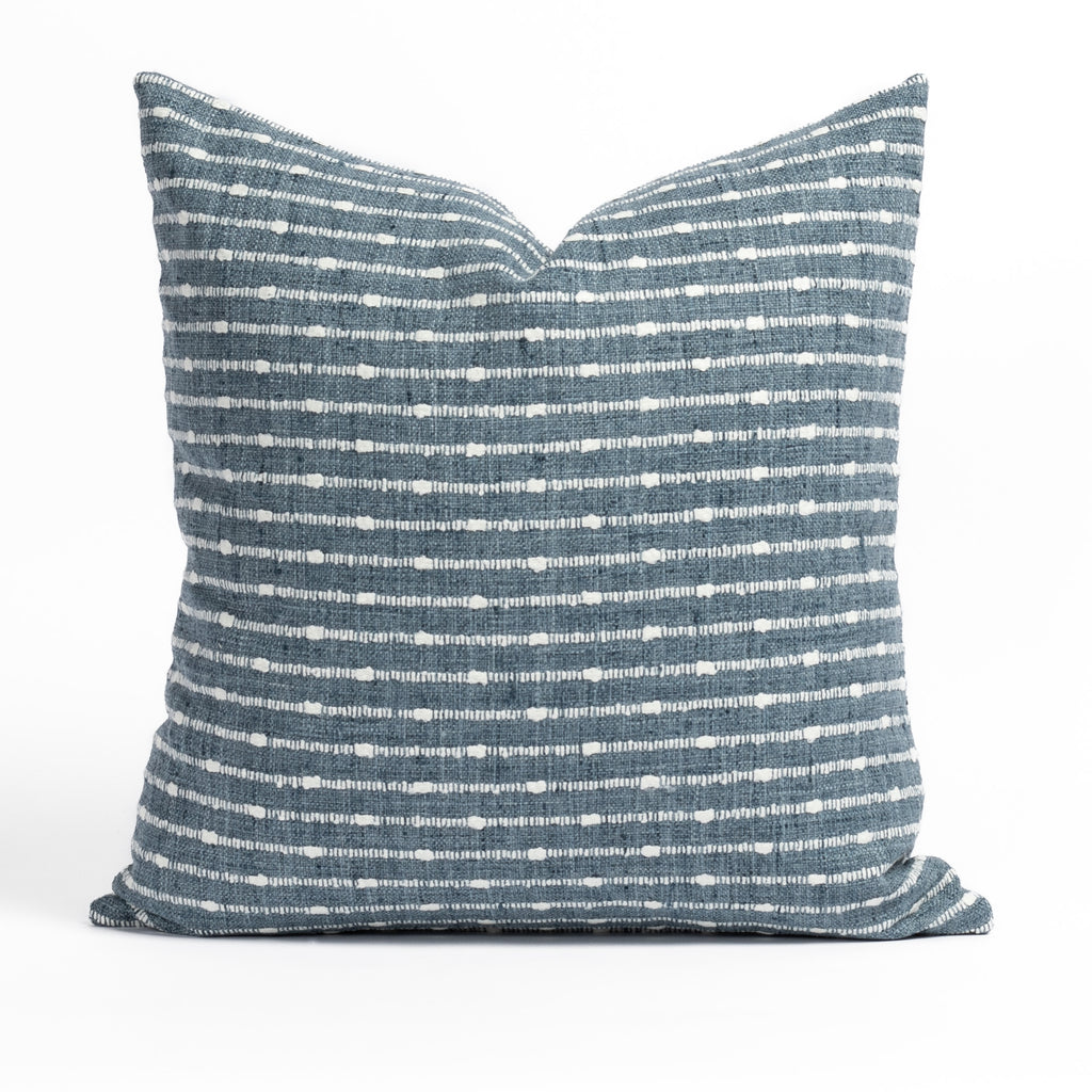 Arren 20x20 Pillow Chambray, a denim blue and cream horizontal stripe pillow from Tonic Living
