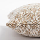 neutral beige and cream pattern lumbar throw pillow : side view