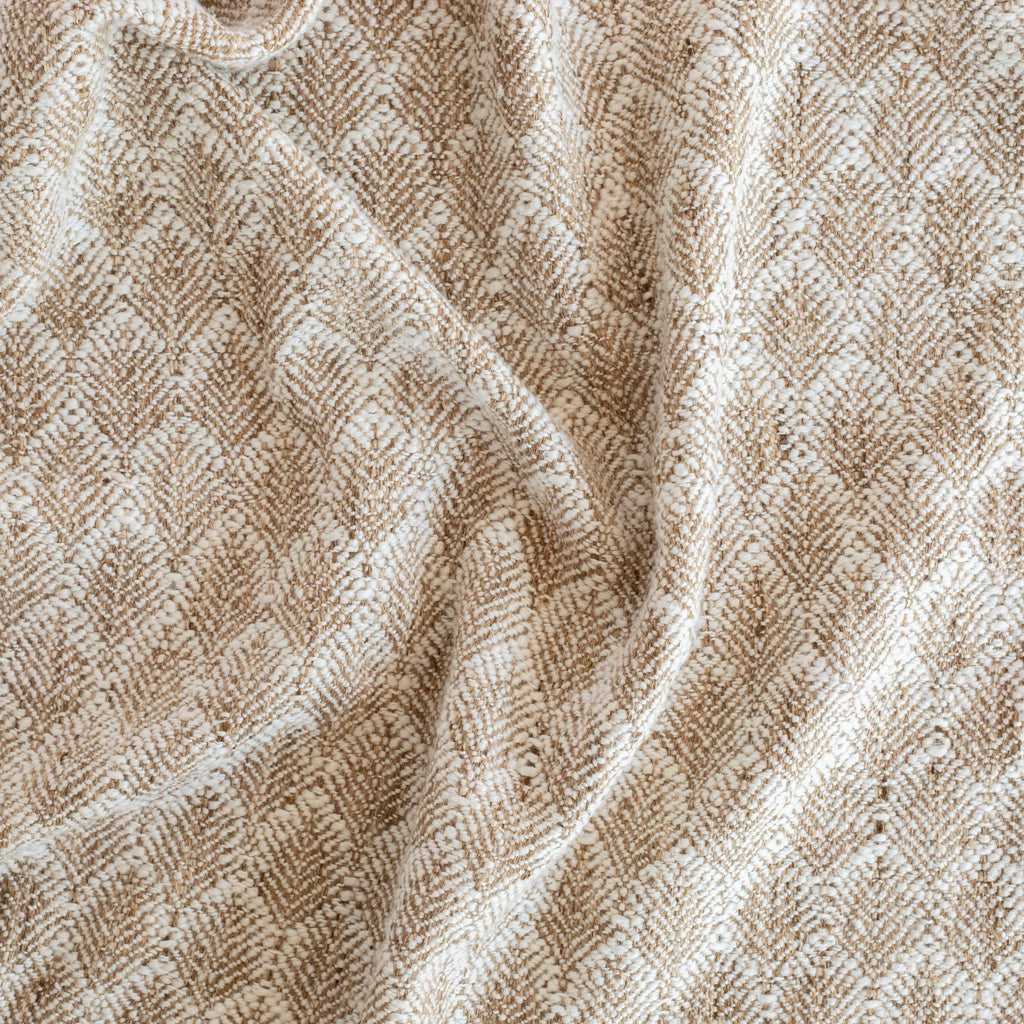 Baker Burlap, a creamy white and earthy, light brown nubbly wheat sheaf pattern fabric from Tonic Living