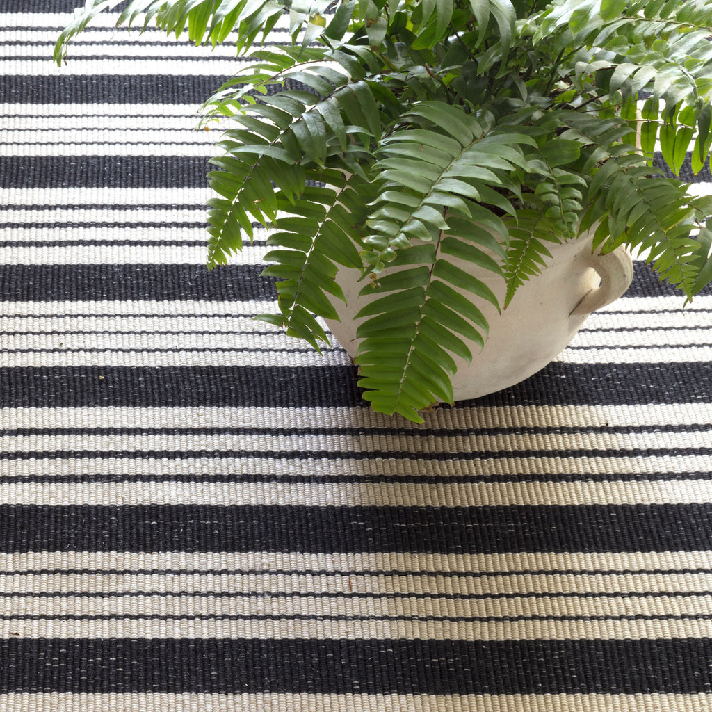 black and ivory stripe indoor outdoor rug