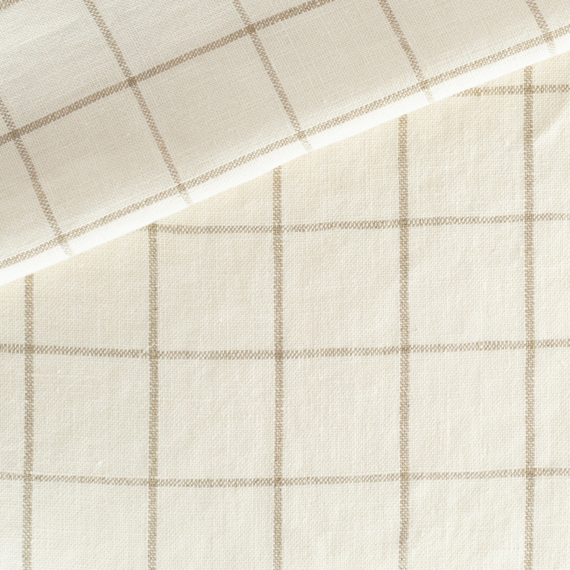 Butler check cream and beige windowpane linen fabric from Tonic Living