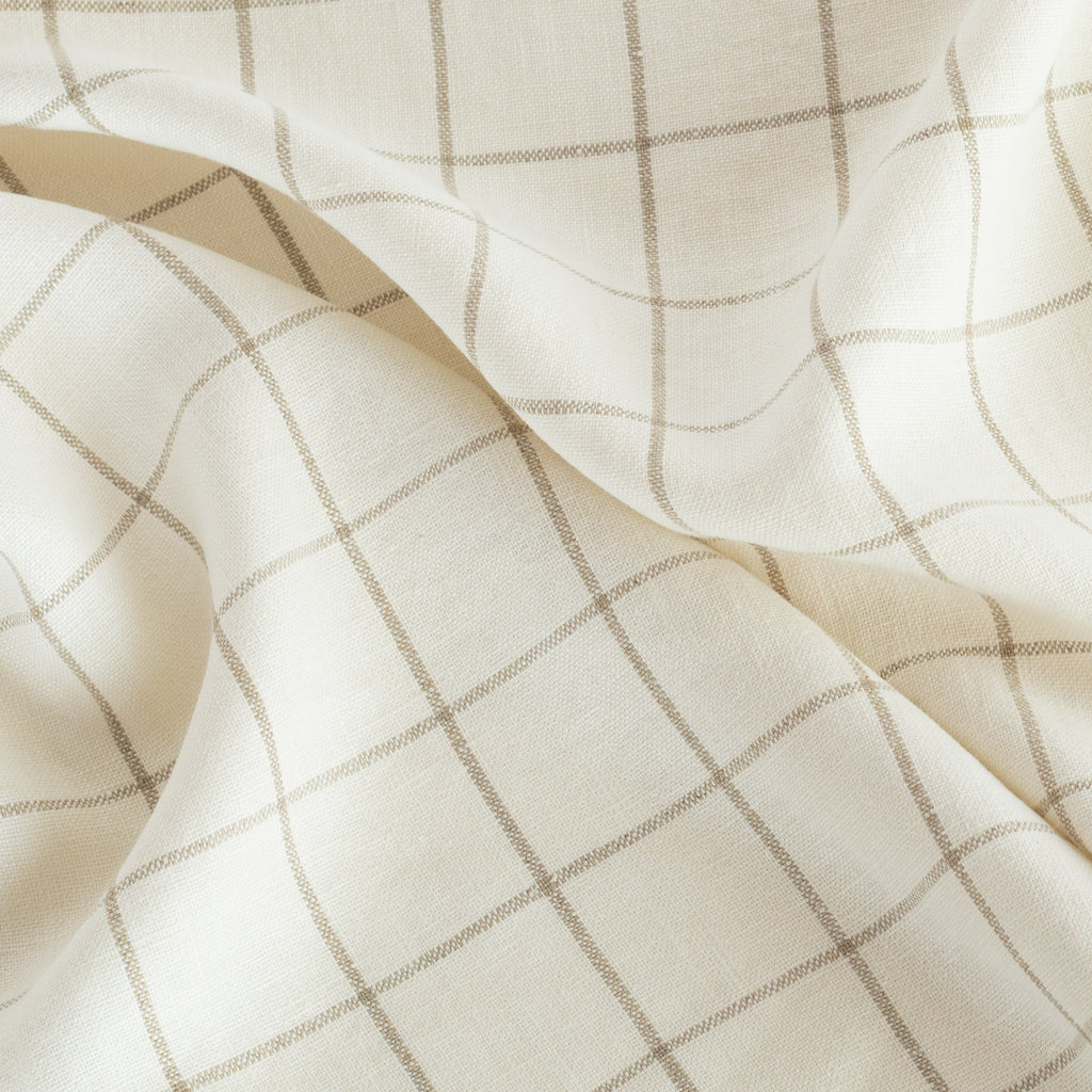 Butler check cream and beige windowpane linen fabric : image 4