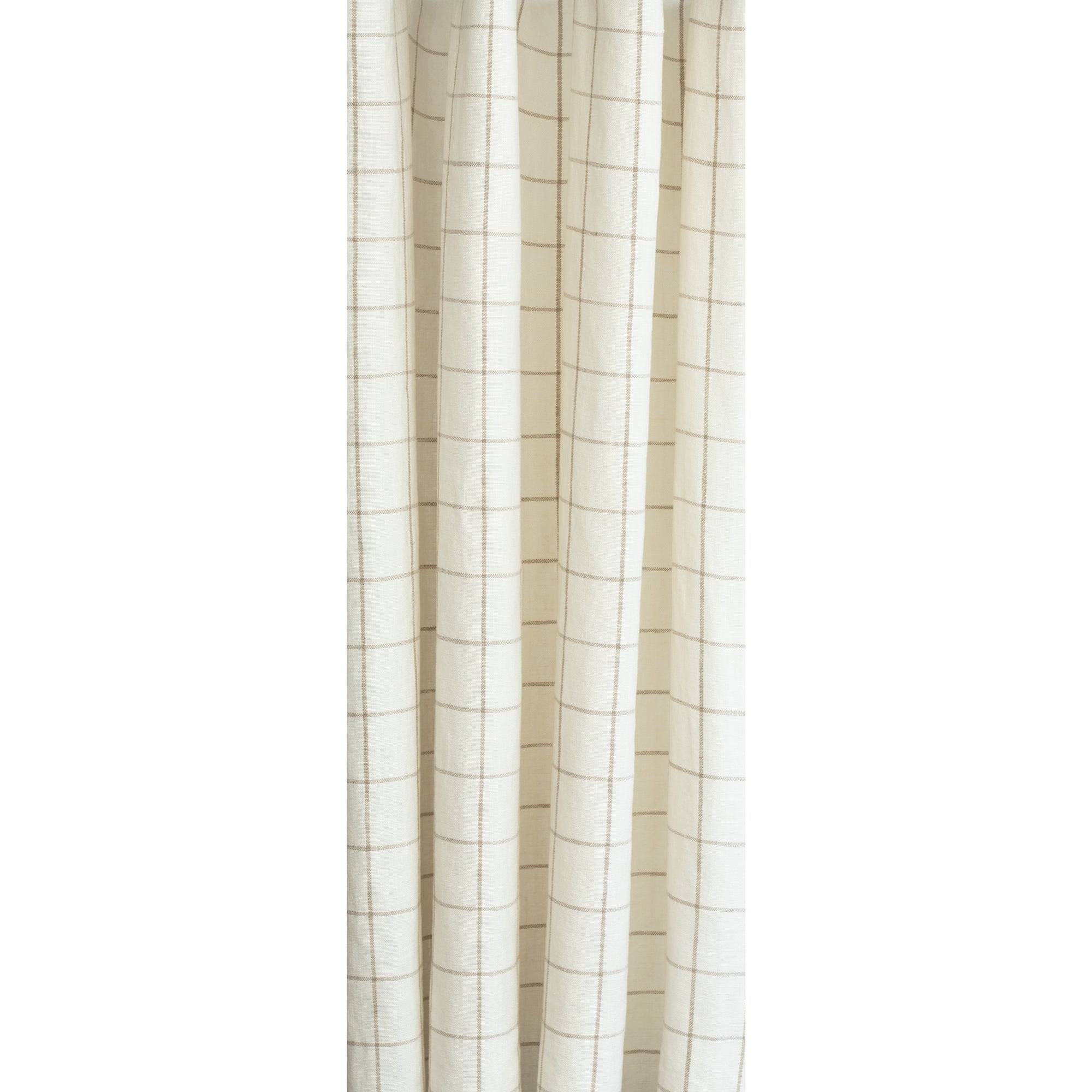 Butler check cream and beige windowpane linen drapery fabric from Tonic Living