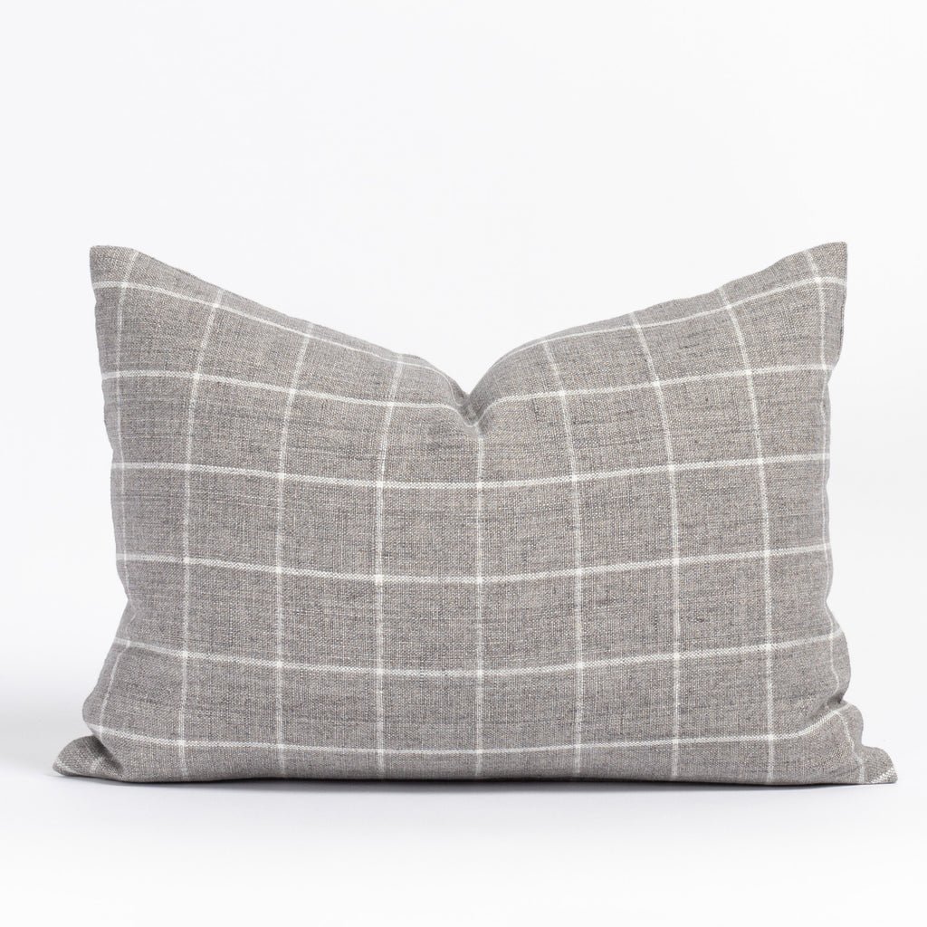 Butler grey and white windowpane check line lumbar pillow from Tonic Living