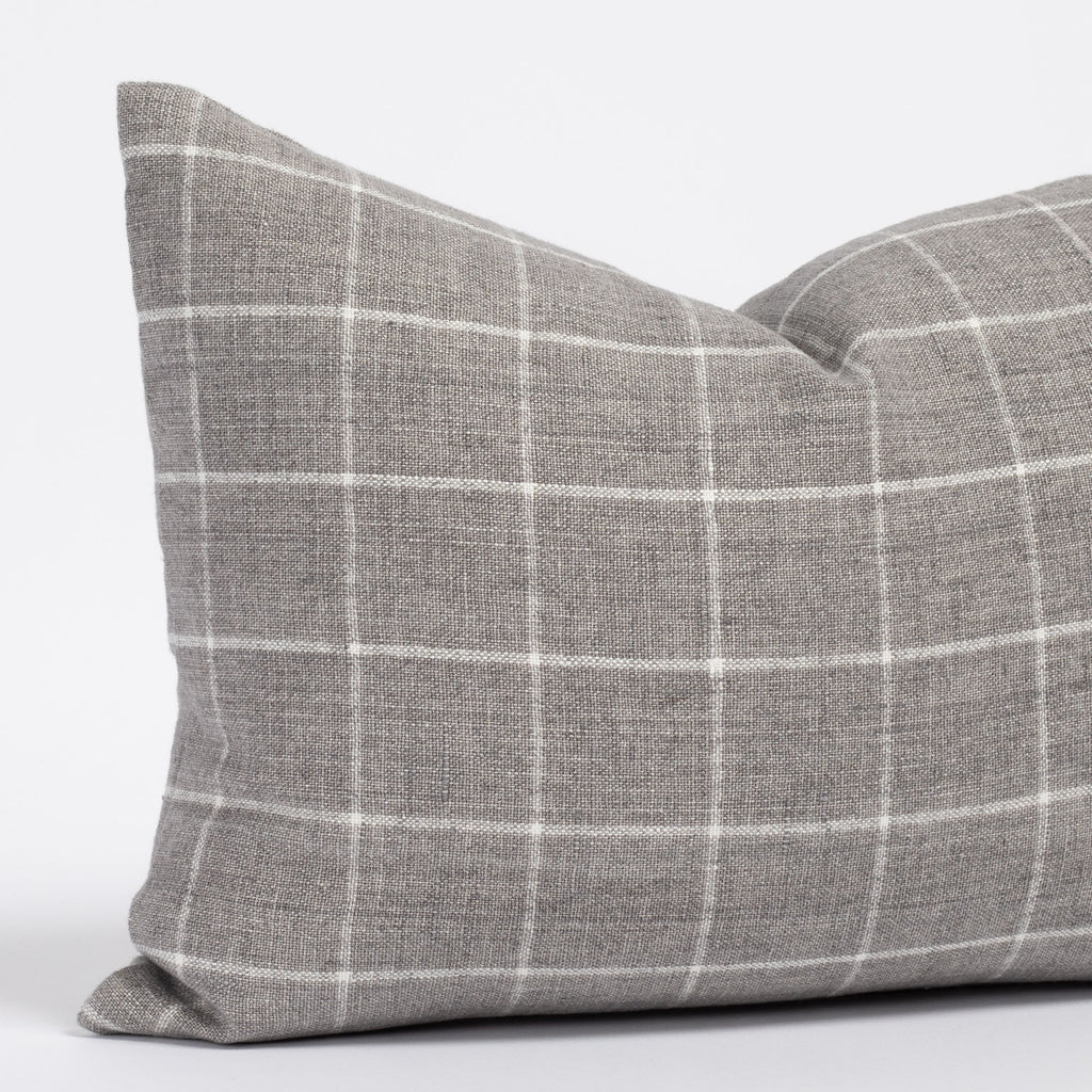 Butler grey and white windowpane check line lumbar pillow : view 2