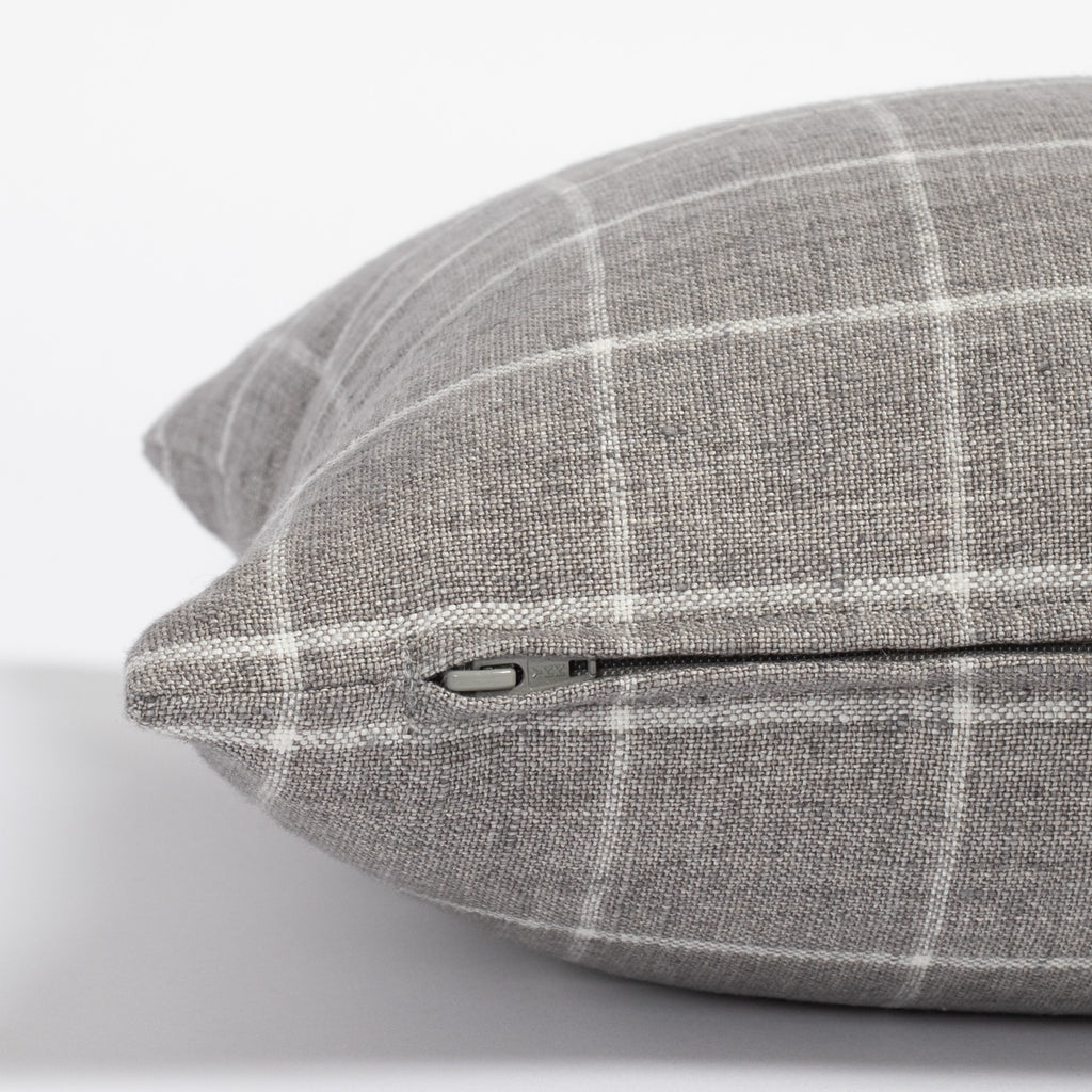 Butler grey and white windowpane check line lumbar pillow : view 3