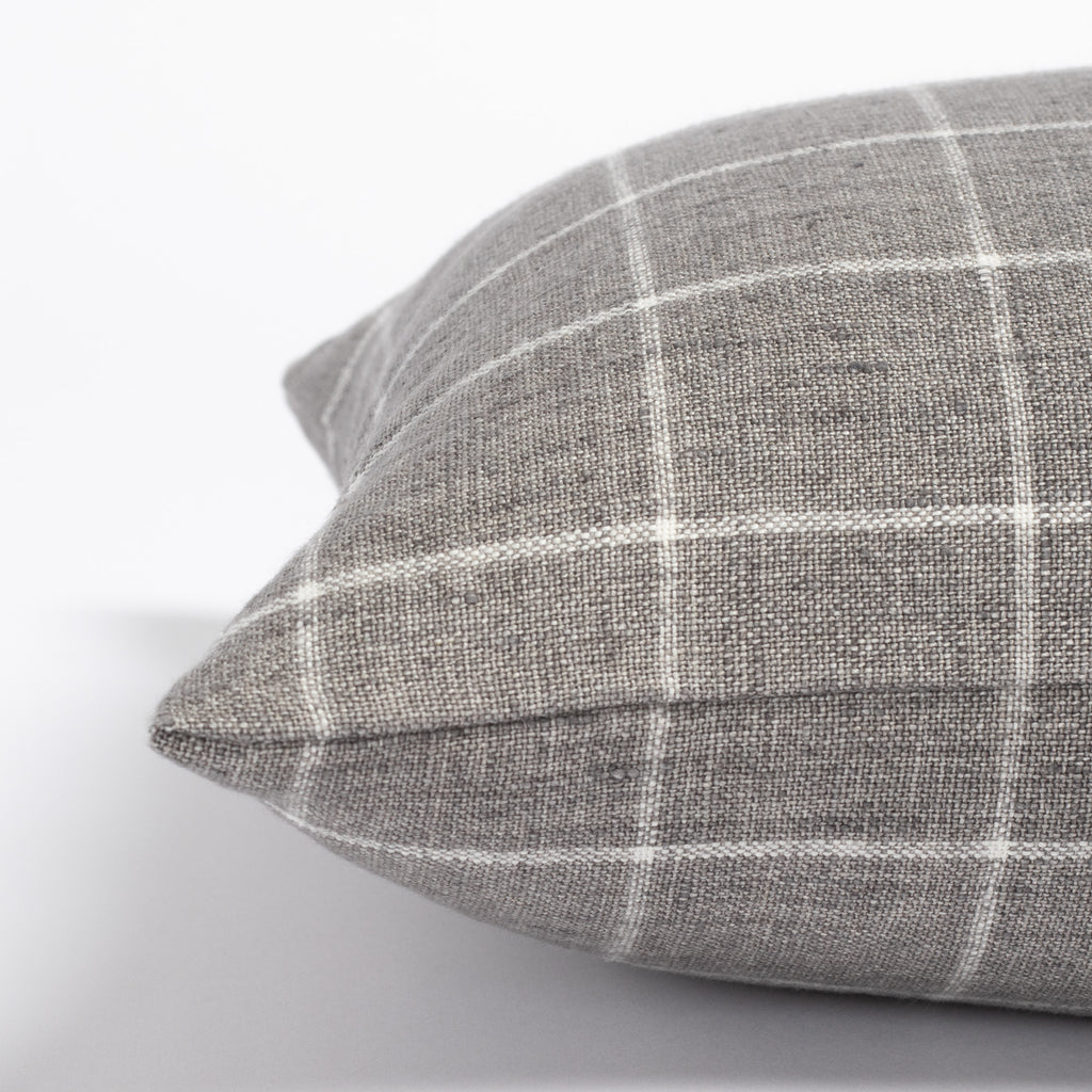Butler grey and white windowpane check line lumbar pillow : view 4